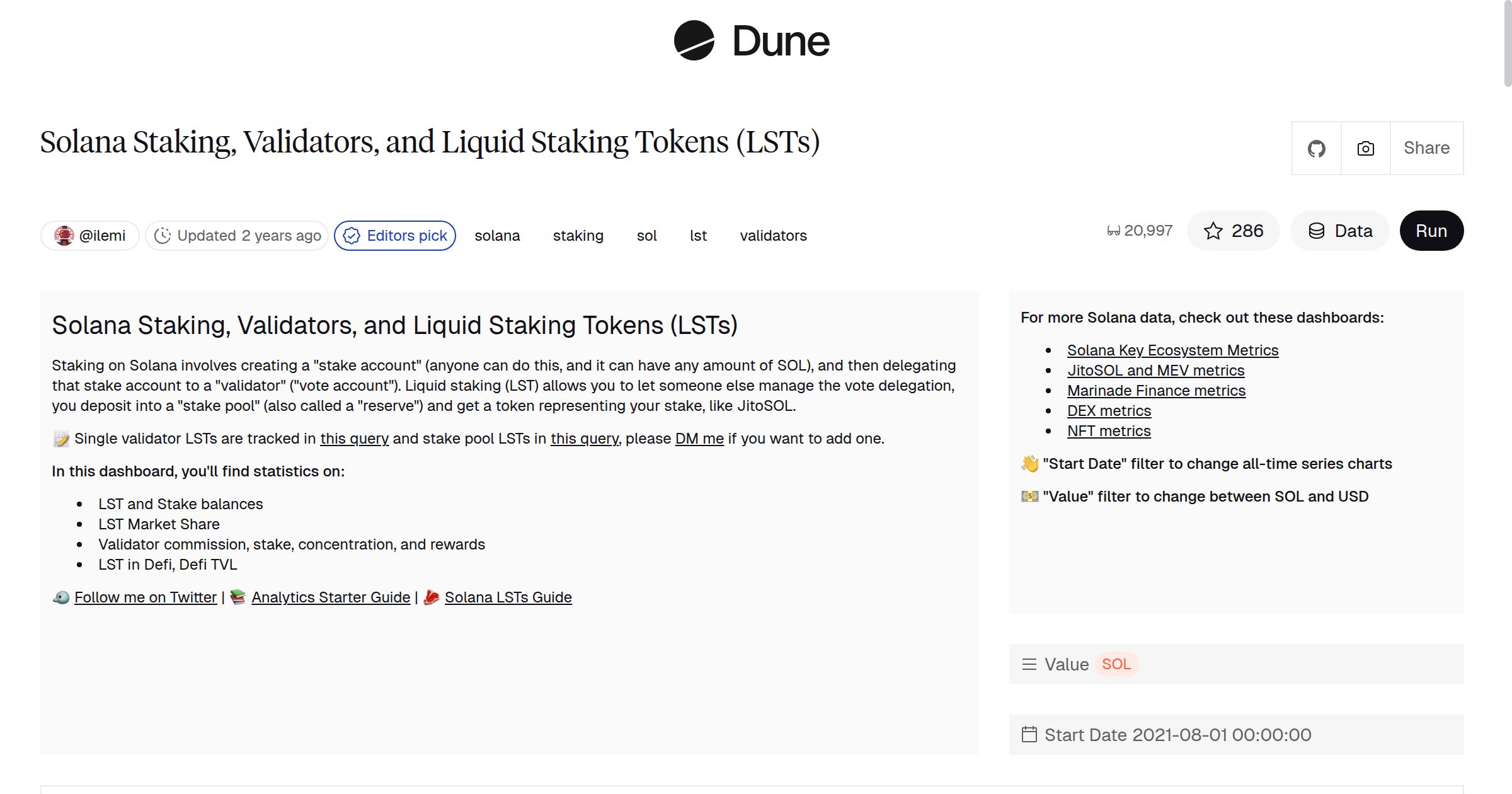 Solana Staking, Validators, and Liquid Staking Tokens (LSTs) | Dune