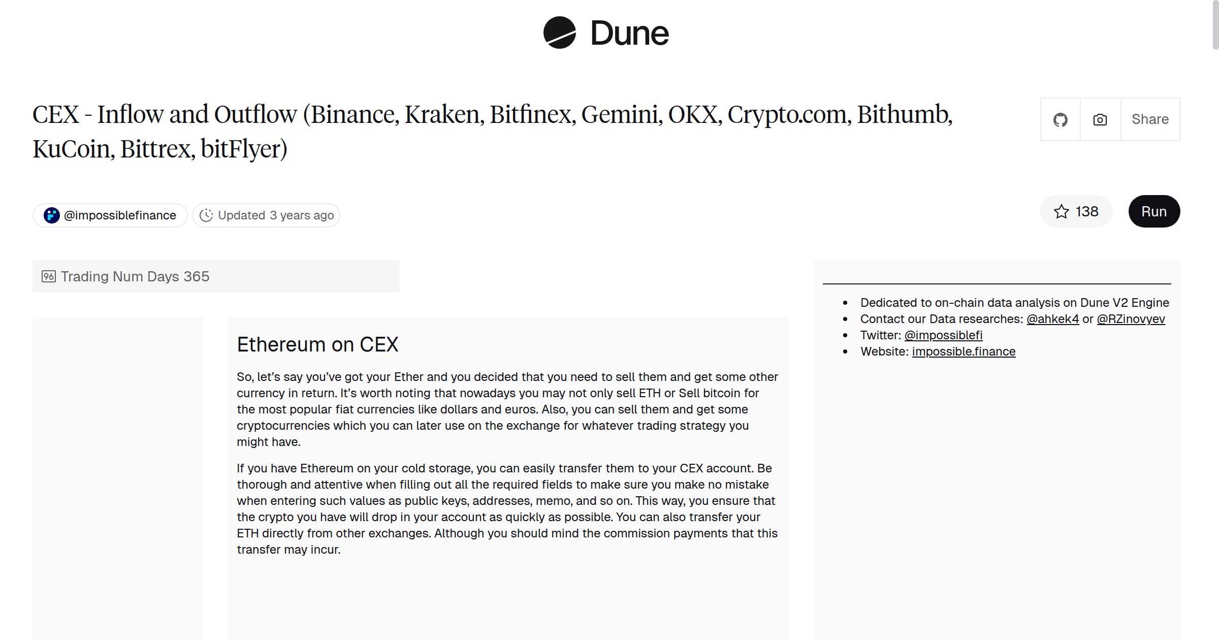 CEX - Inflow and Outflow (Binance, Kraken, Bitfinex, Gemini, OKX,  Crypto.com, Bithumb, KuCoin, Bittrex, bitFlyer) | Dune