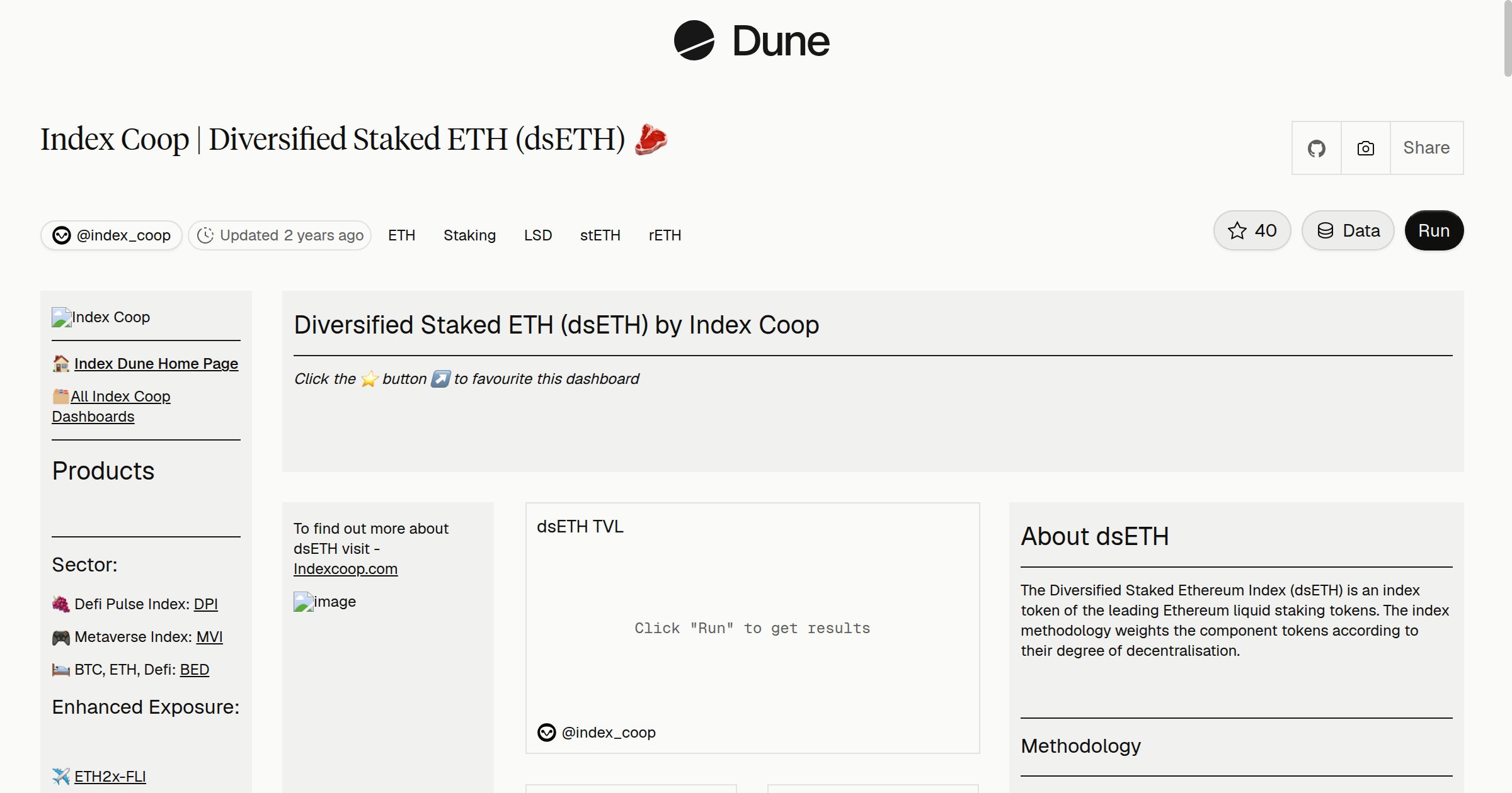 Index Coop | Diversified Staked ETH (dsETH) 🥩 | Dune
