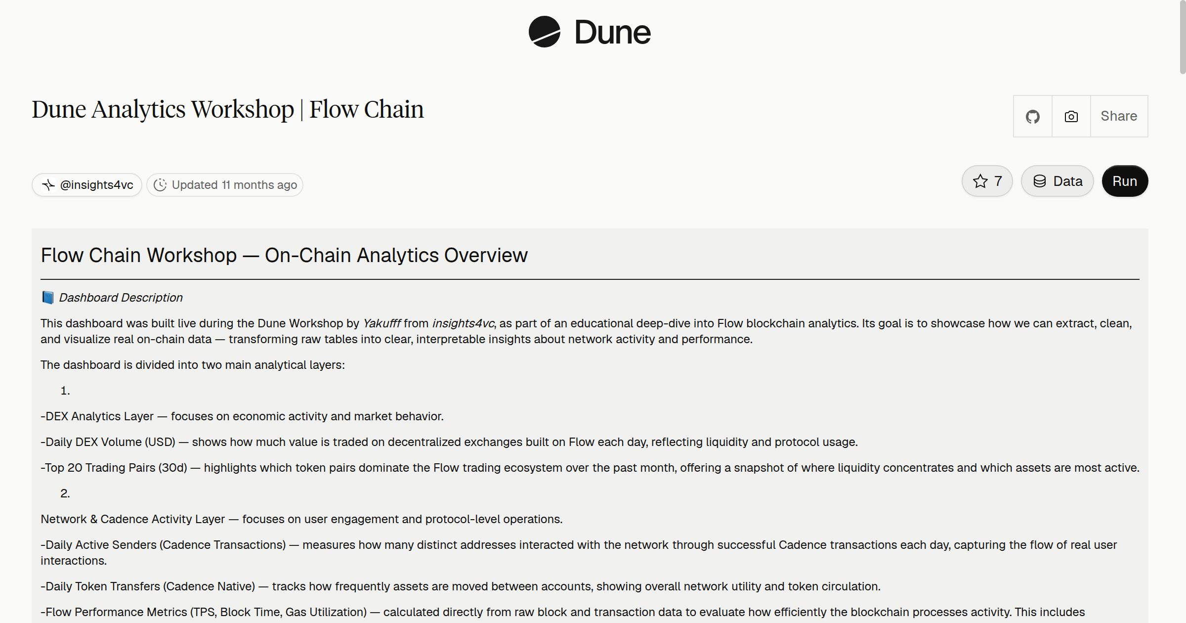 Dune Analytics Workshop | Flow Chain | Dune