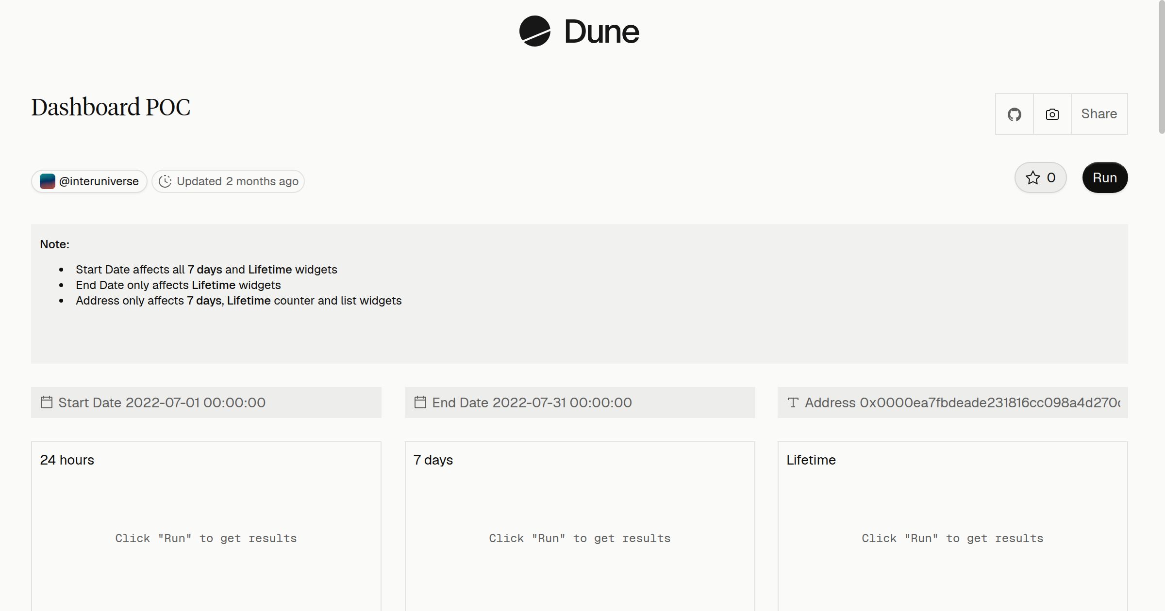 Dashboard POC | Dune