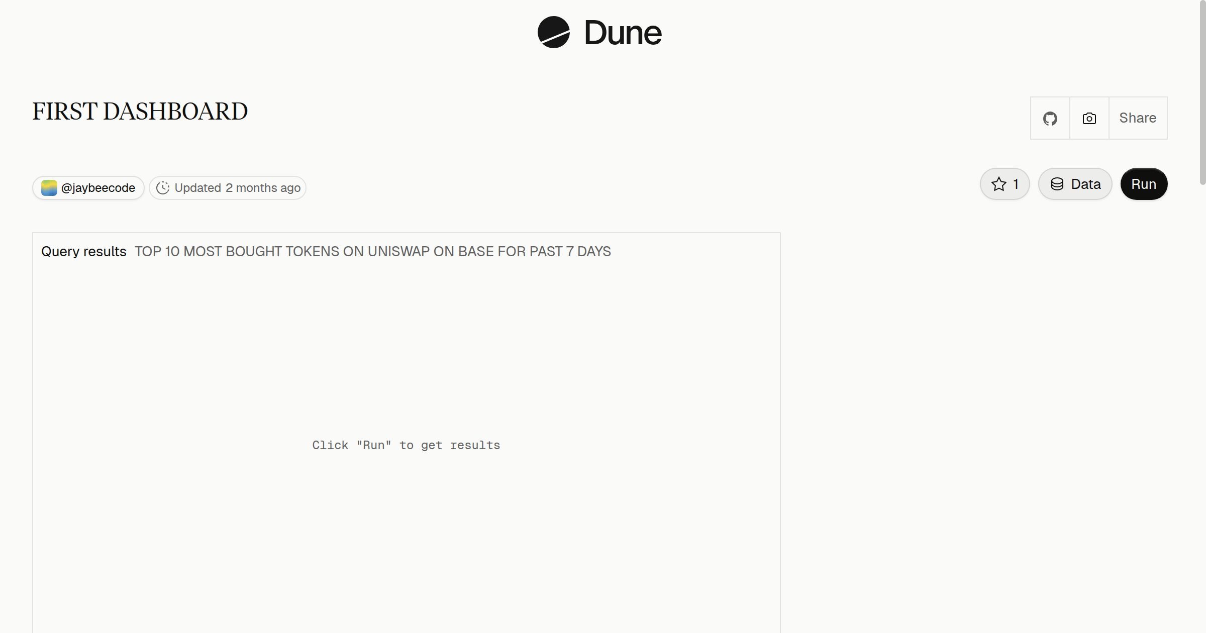 FIRST DASHBOARD | Dune