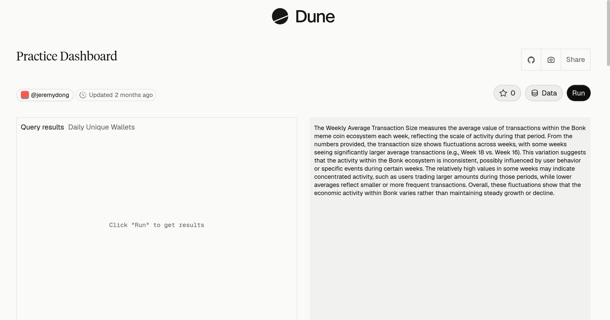 Practice Dashboard | Dune