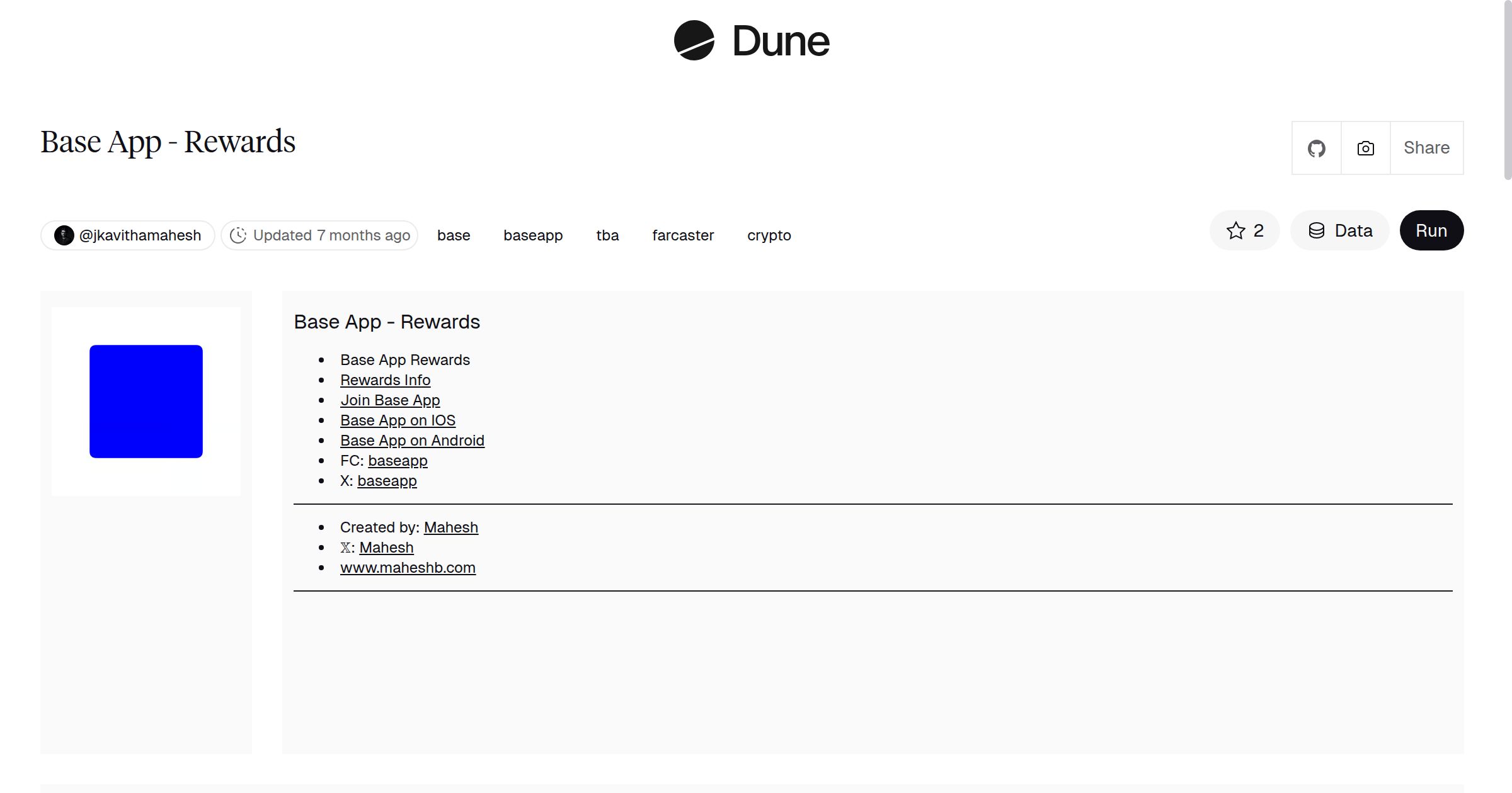 Base App - Rewards | Dune