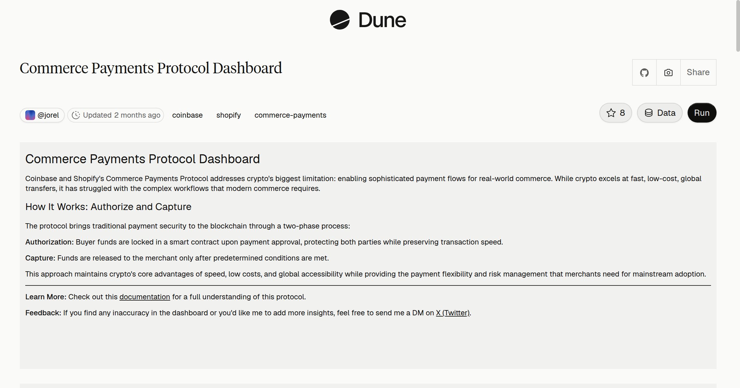 Commerce Payments Protocol Dashboard | Dune