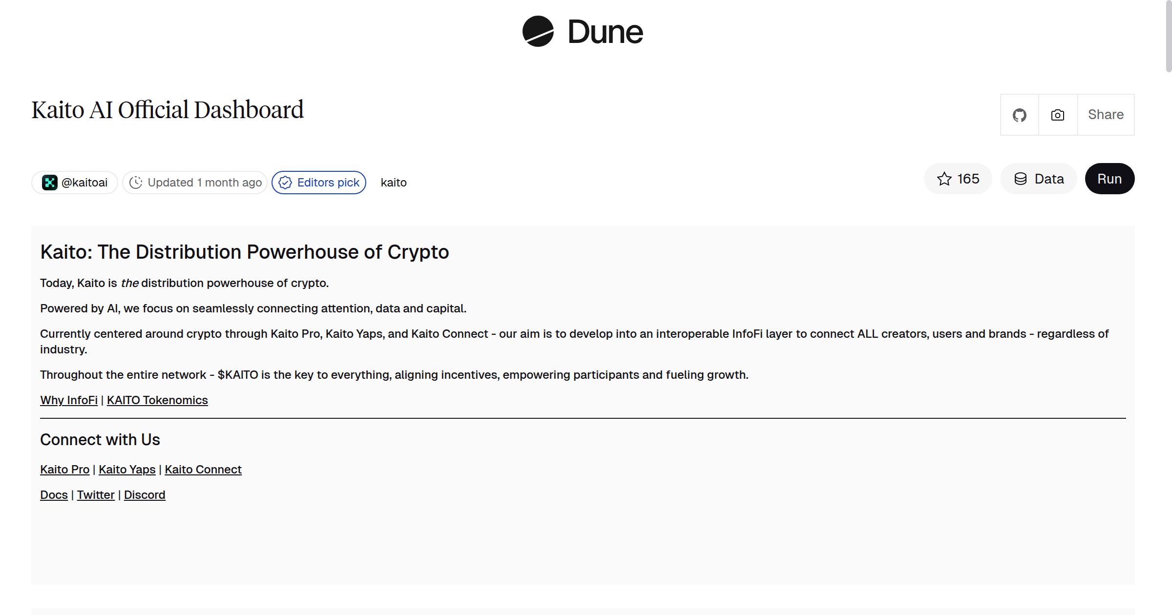 Kaito AI Official Dashboard | Dune