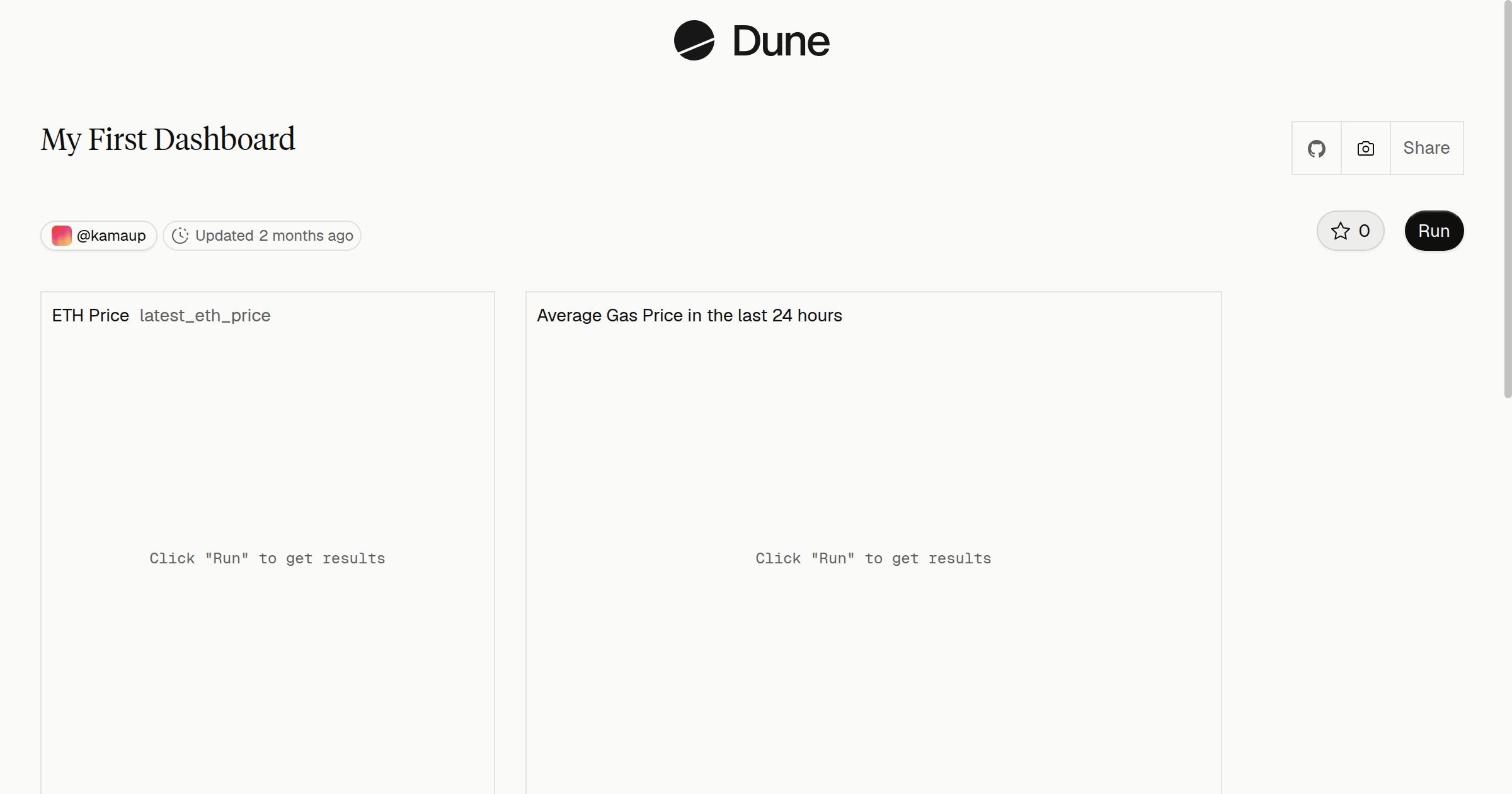 My First Dashboard | Dune