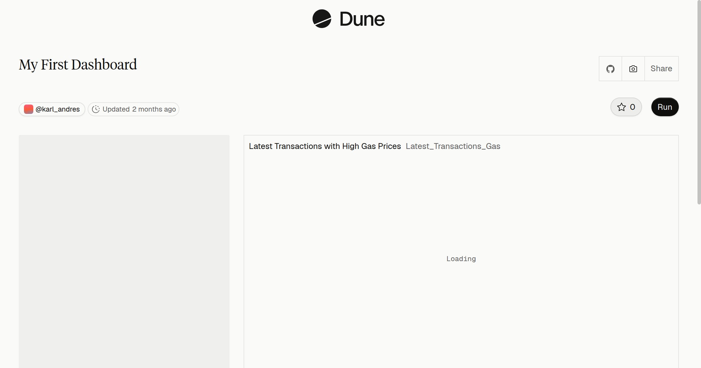My First Dashboard | Dune