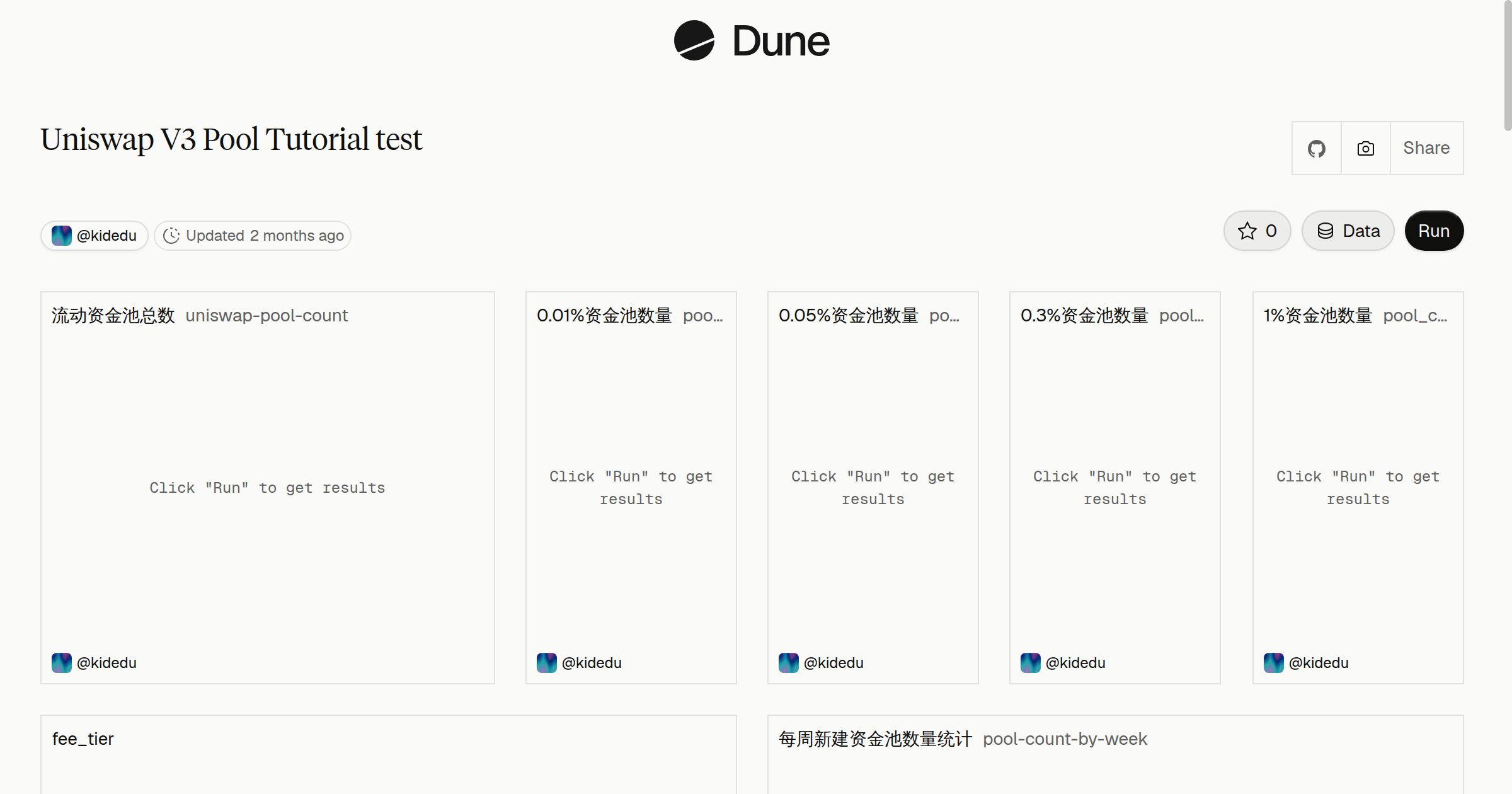 Uniswap V3 Pool Tutorial test | Dune