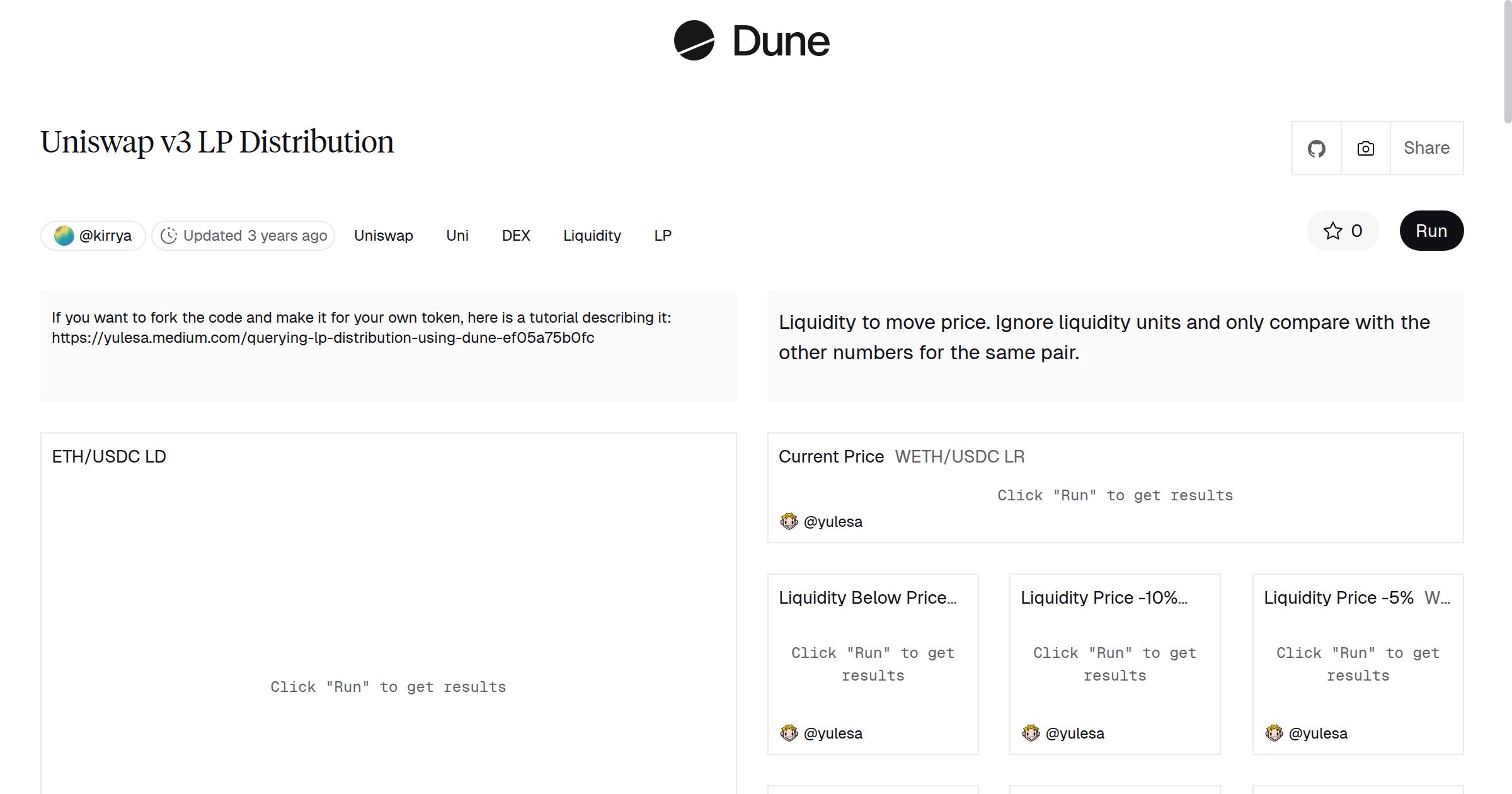 Uniswap v3 LP Distribution | Dune