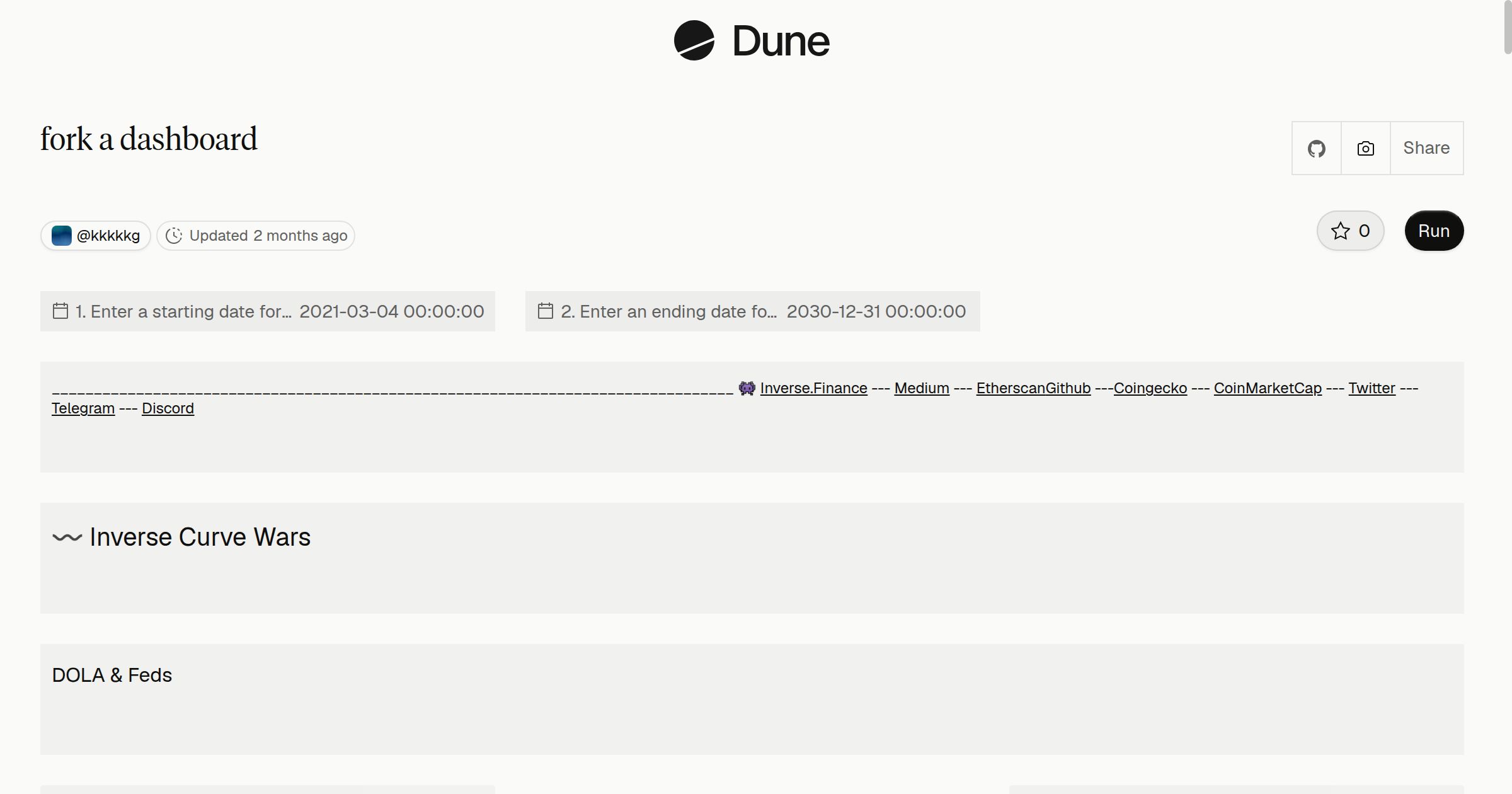 fork a dashboard | Dune