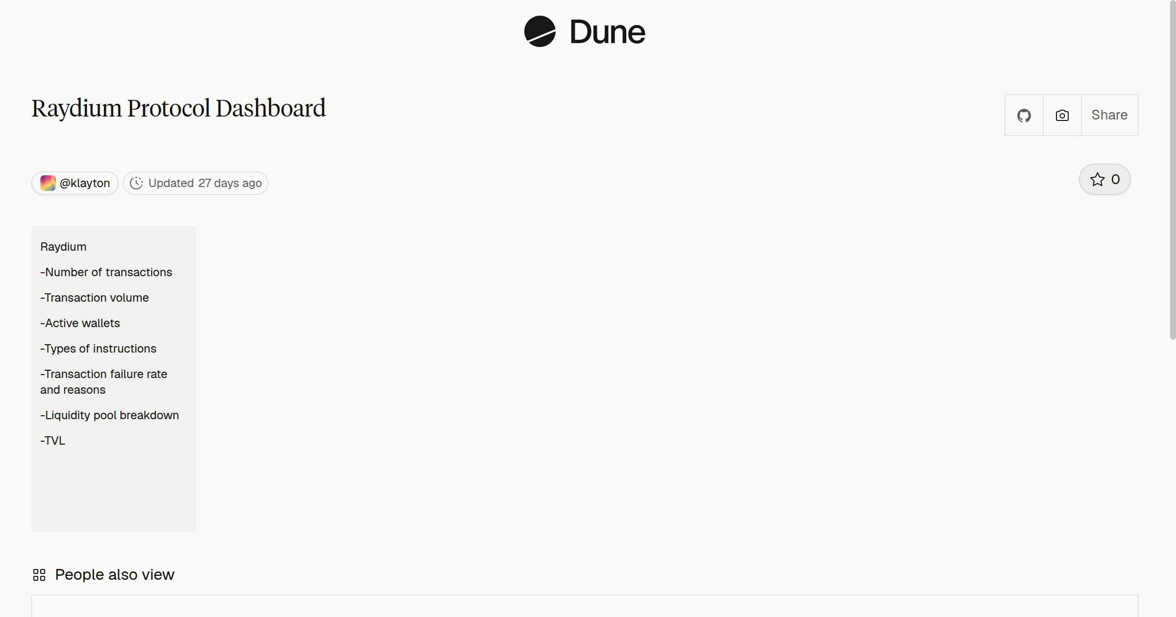 Raydium Protocol Dashboard | Dune