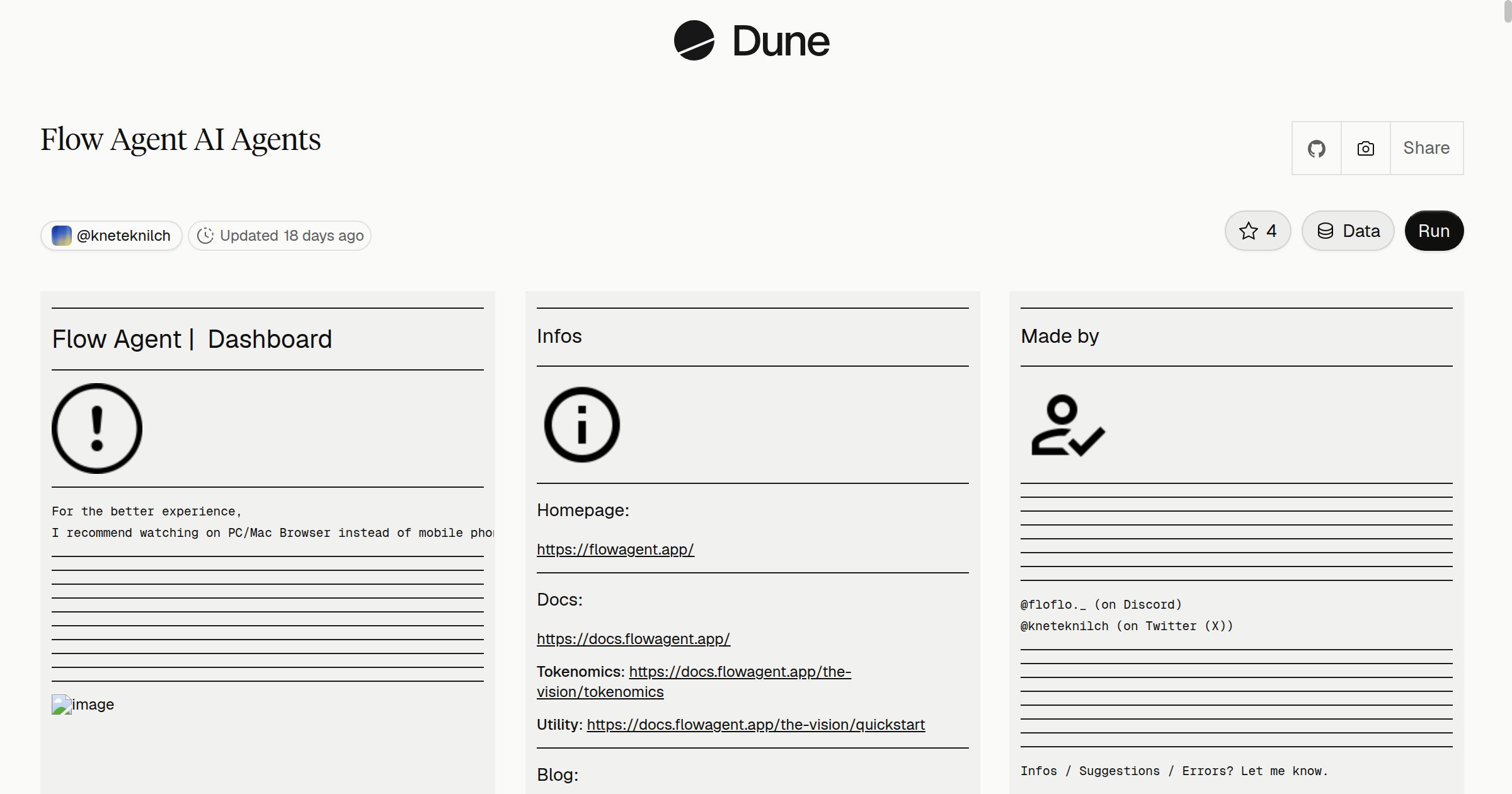 Flow Agent AI Agents | Dune