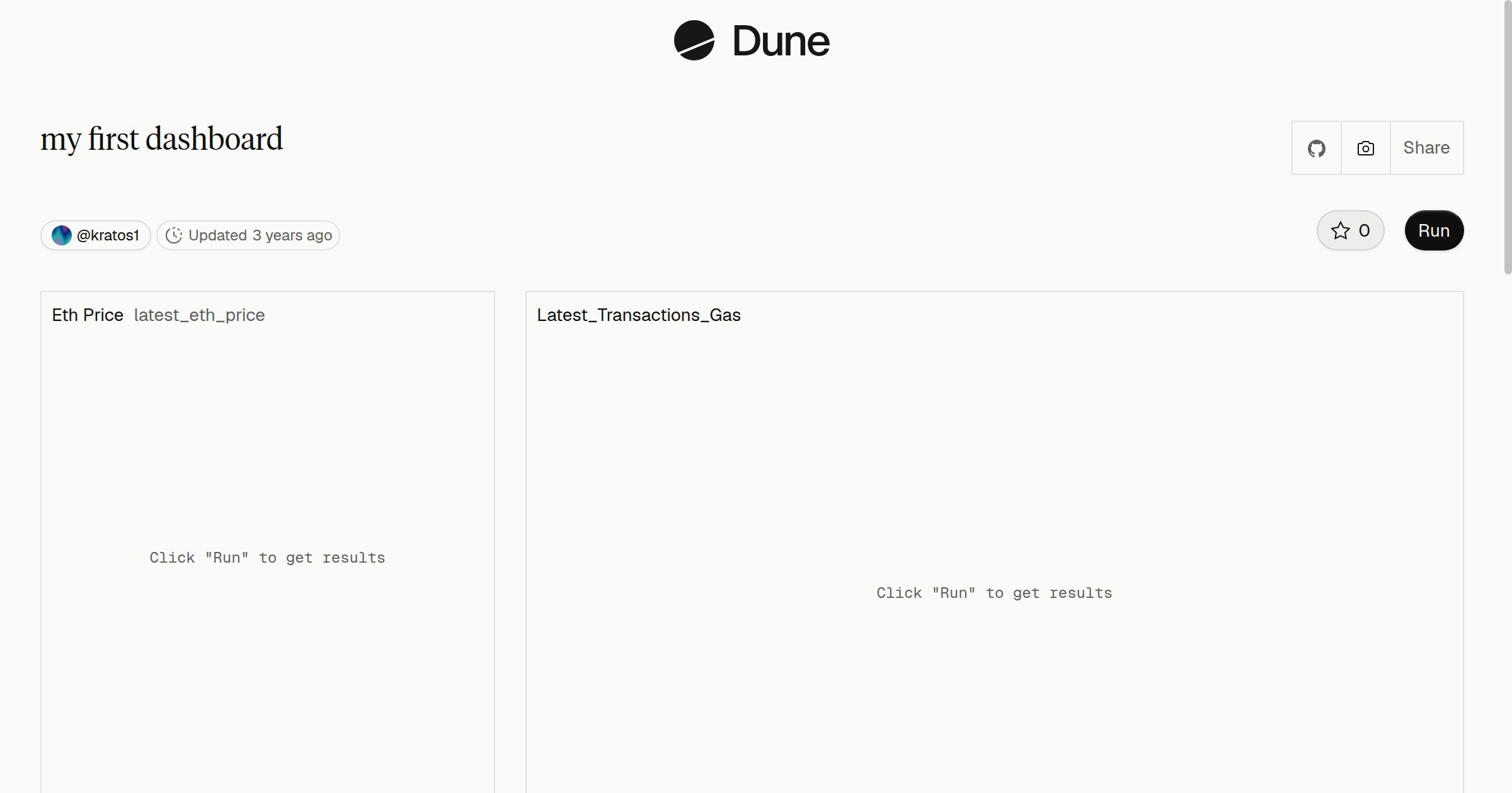 my first dashboard | Dune