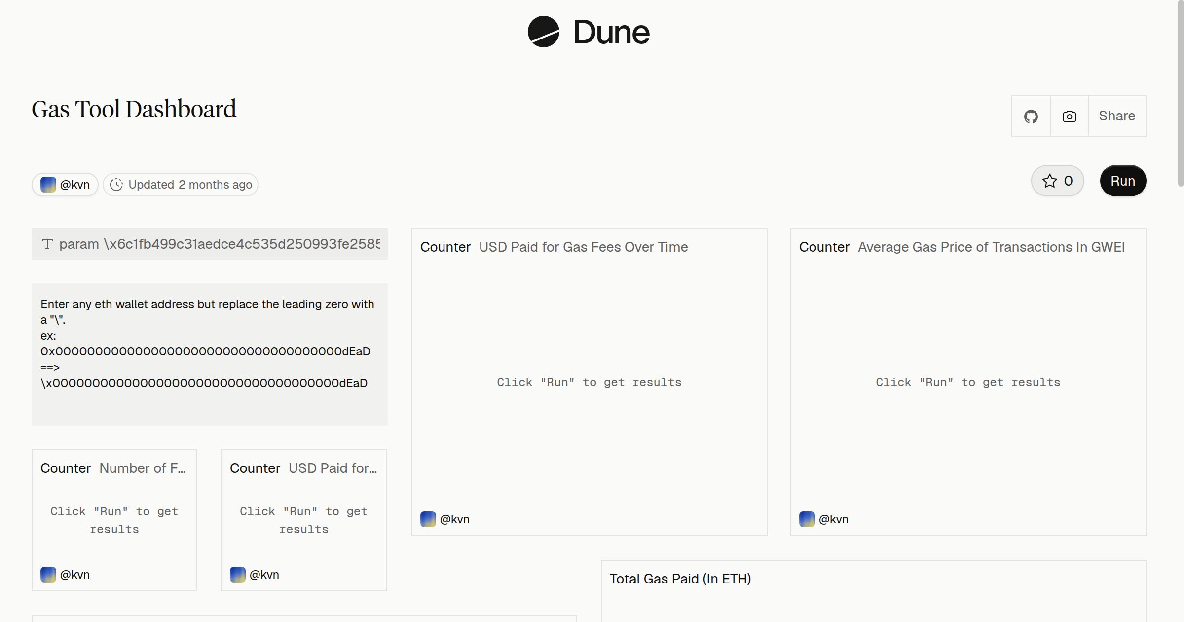Gas Tool Dashboard | Dune