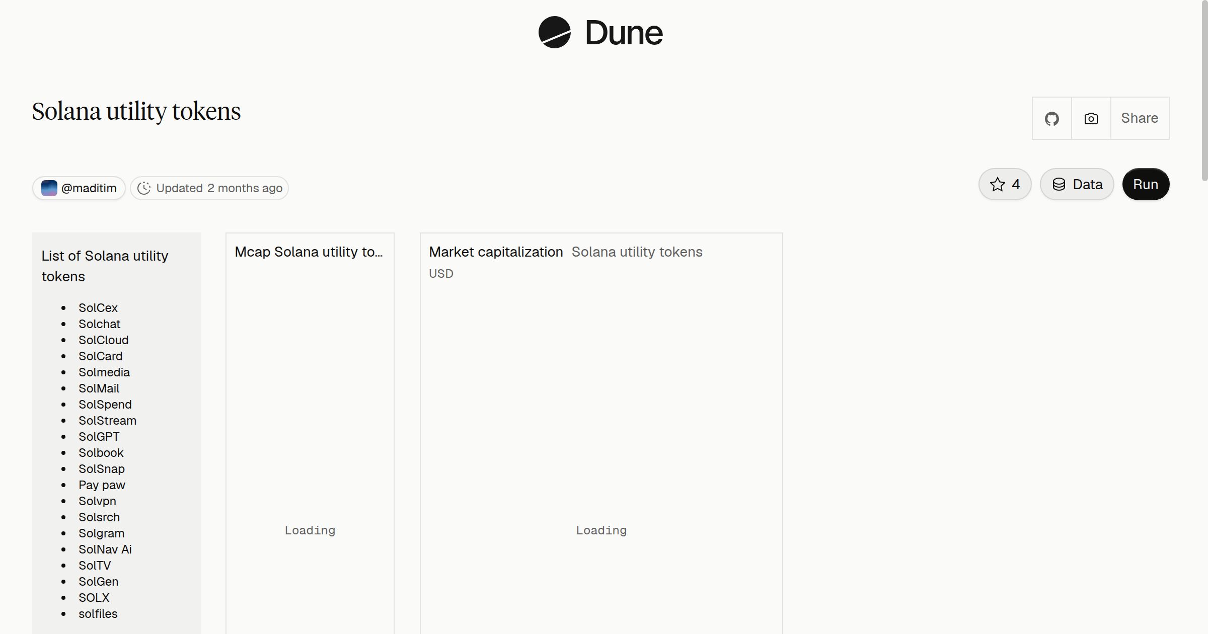 Solana utility tokens | Dune
