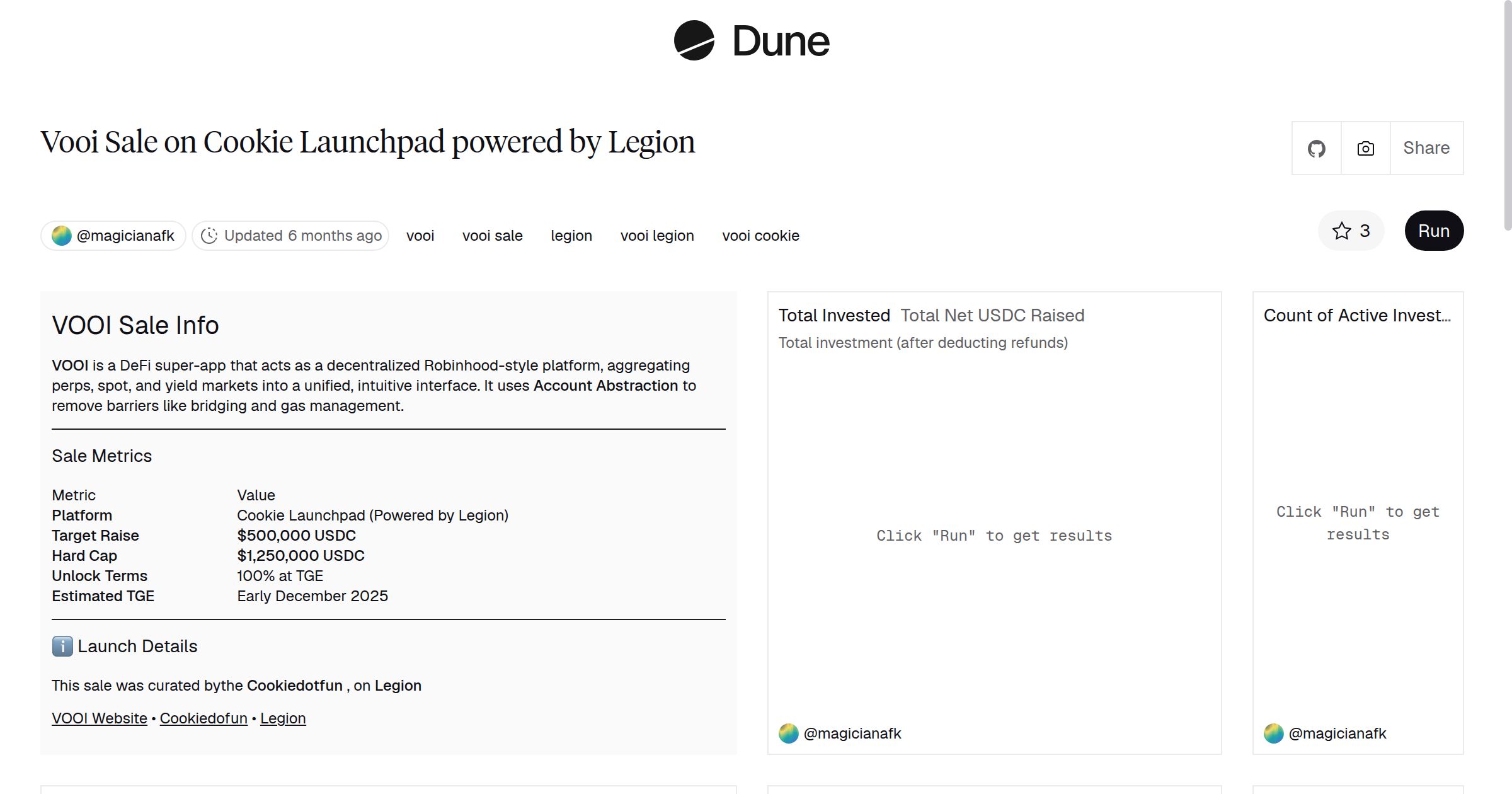 Vooi — Sale on Cookie Launchpad (powered by Legion) preview