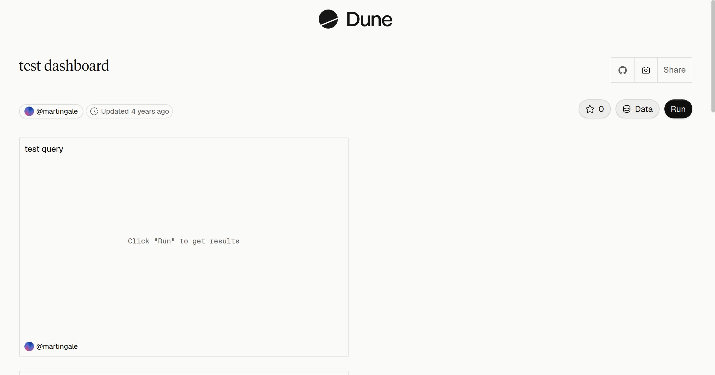 test dashboard