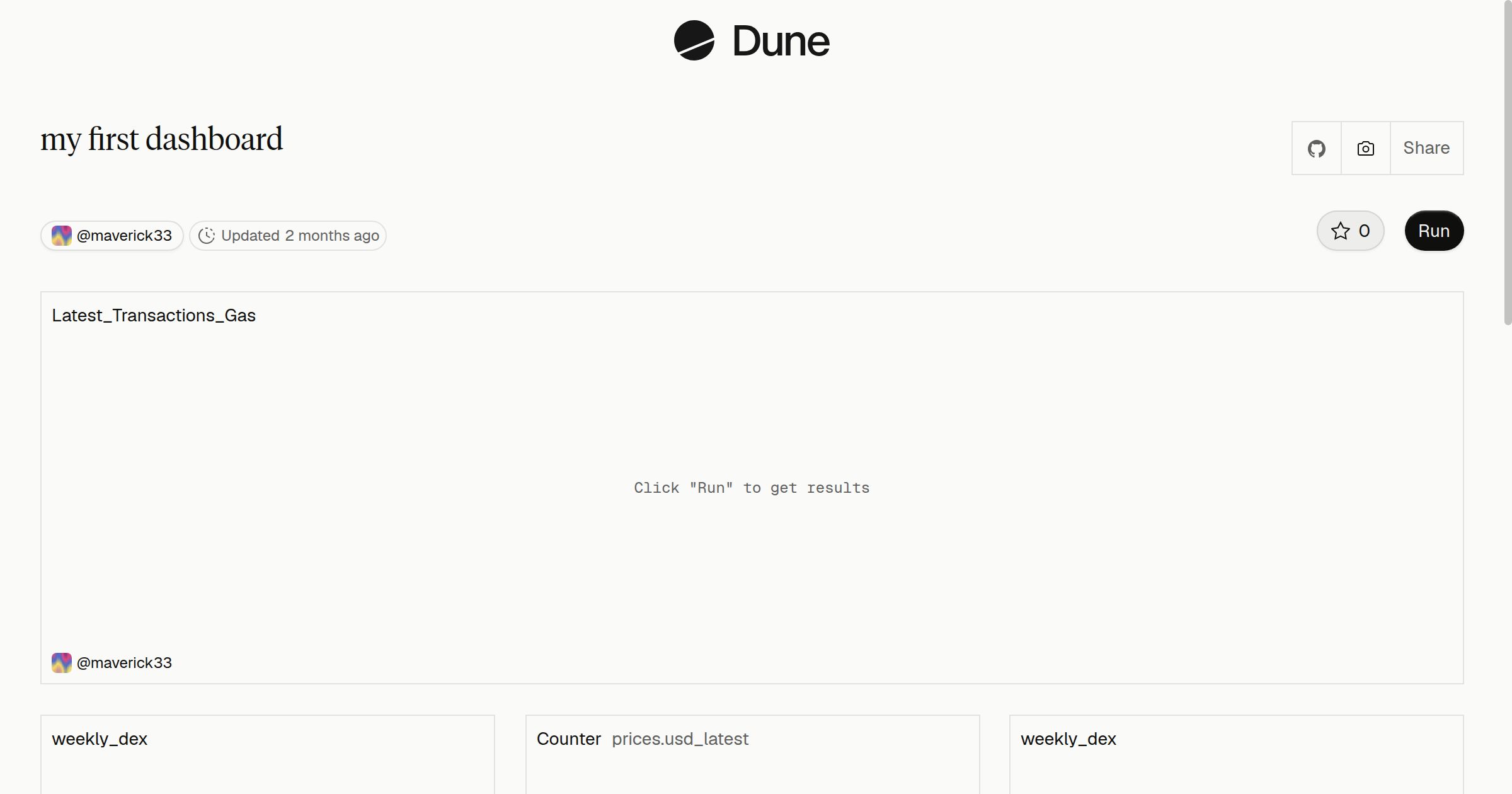 my first dashboard | Dune