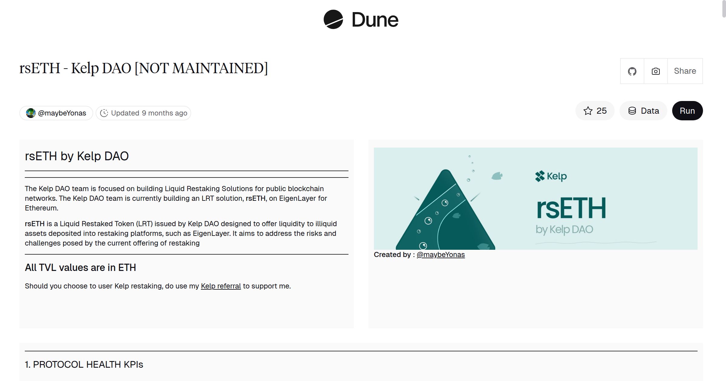 rsETH - Kelp DAO [NOT MAINTAINED] | Dune