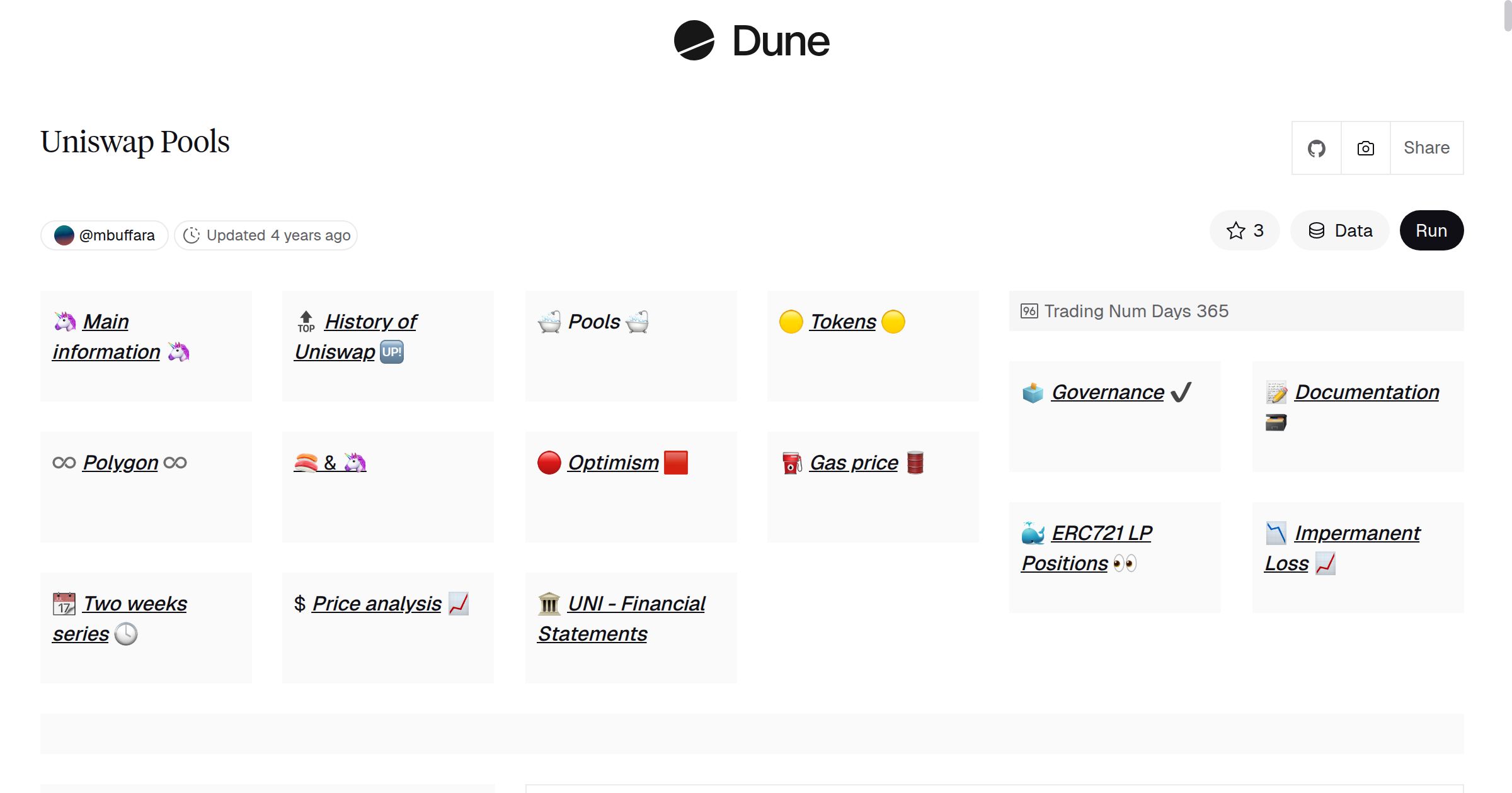 Uniswap Pools | Dune