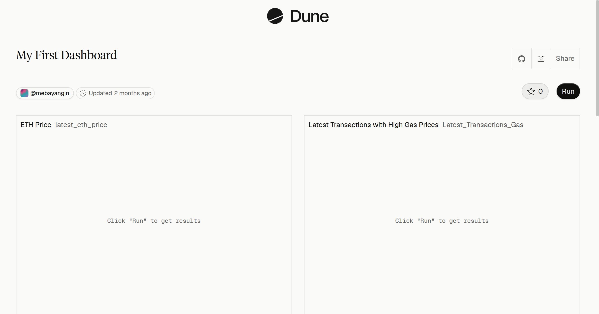 My First Dashboard | Dune