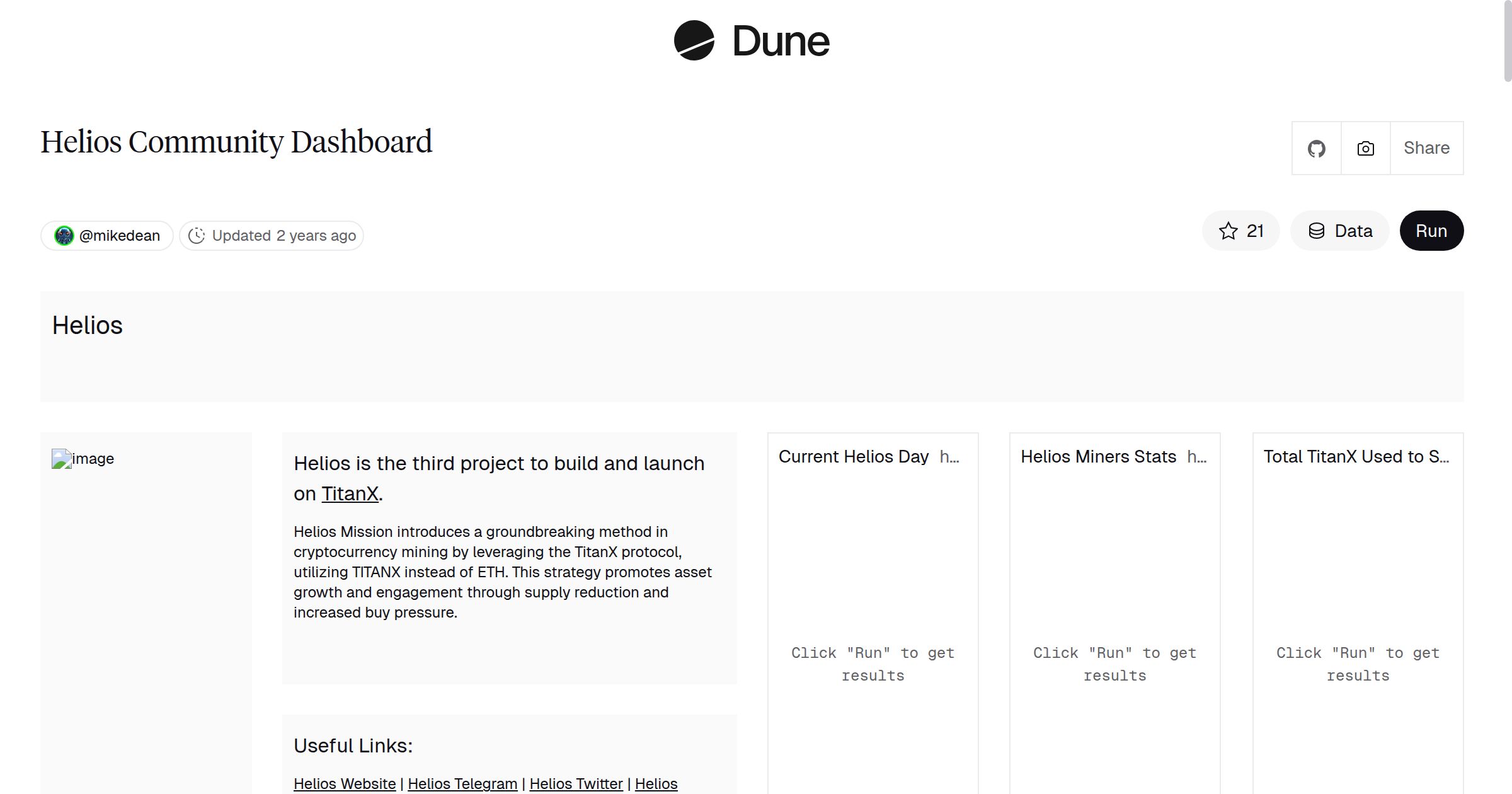 Helios Community Dashboard | Dune