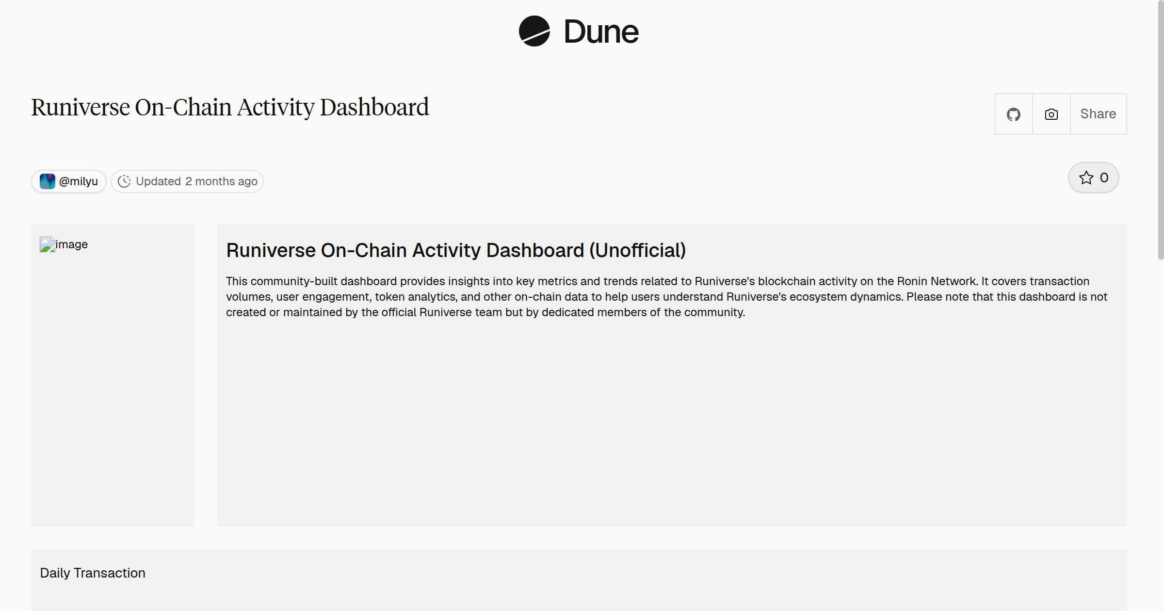Runiverse On-Chain Activity Dashboard | Dune