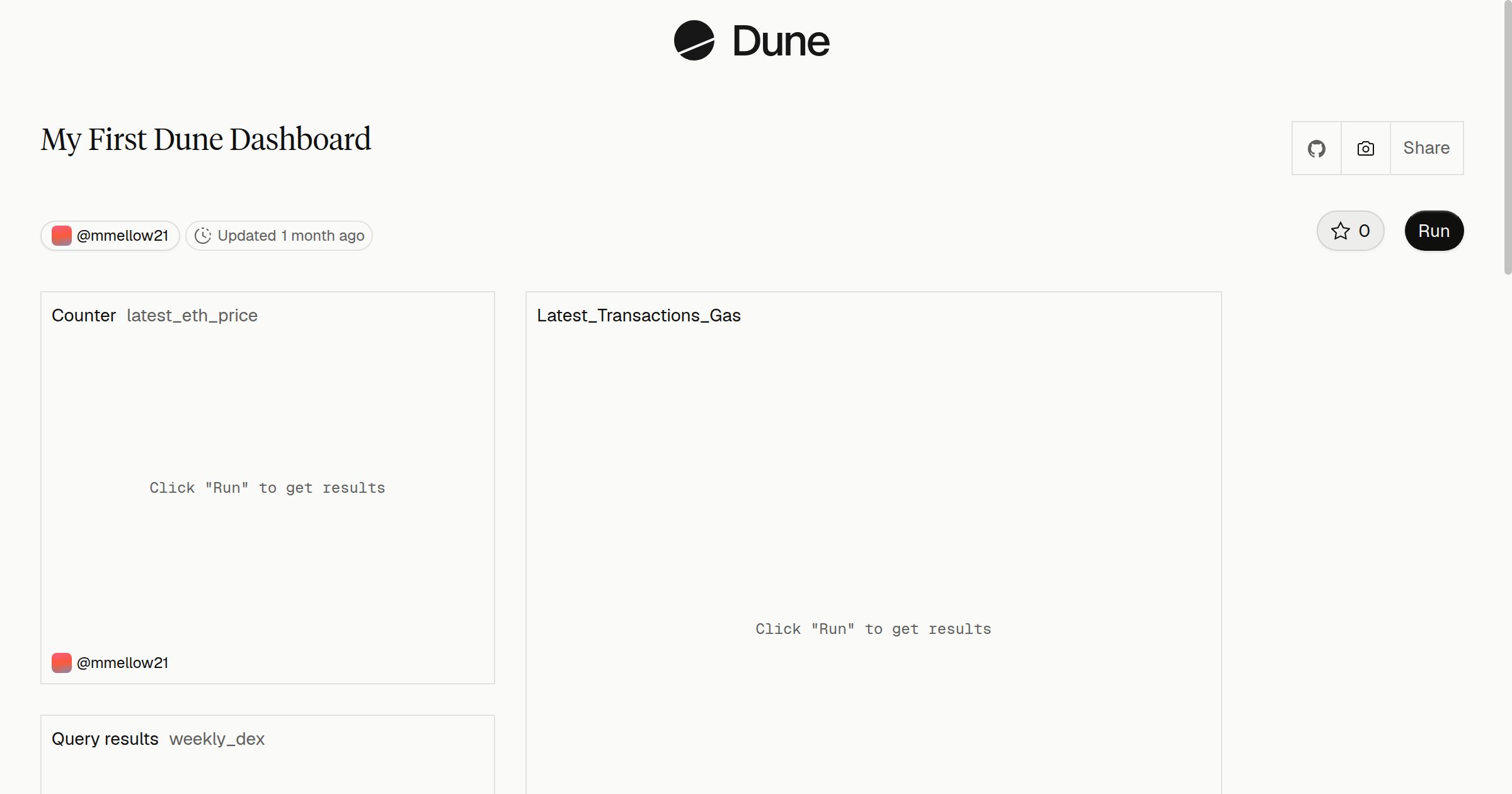 My First Dune Dashboard | Dune