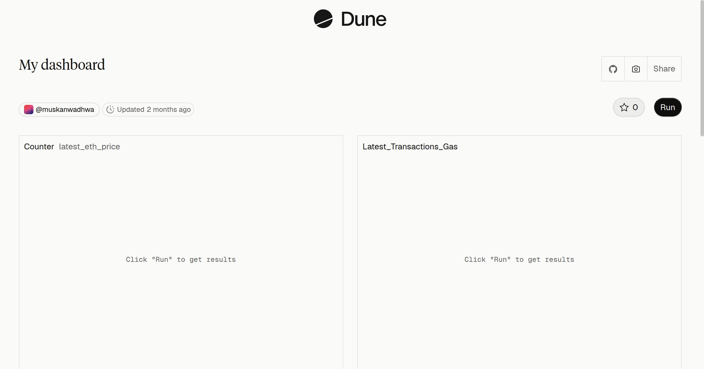 My dashboard | Dune