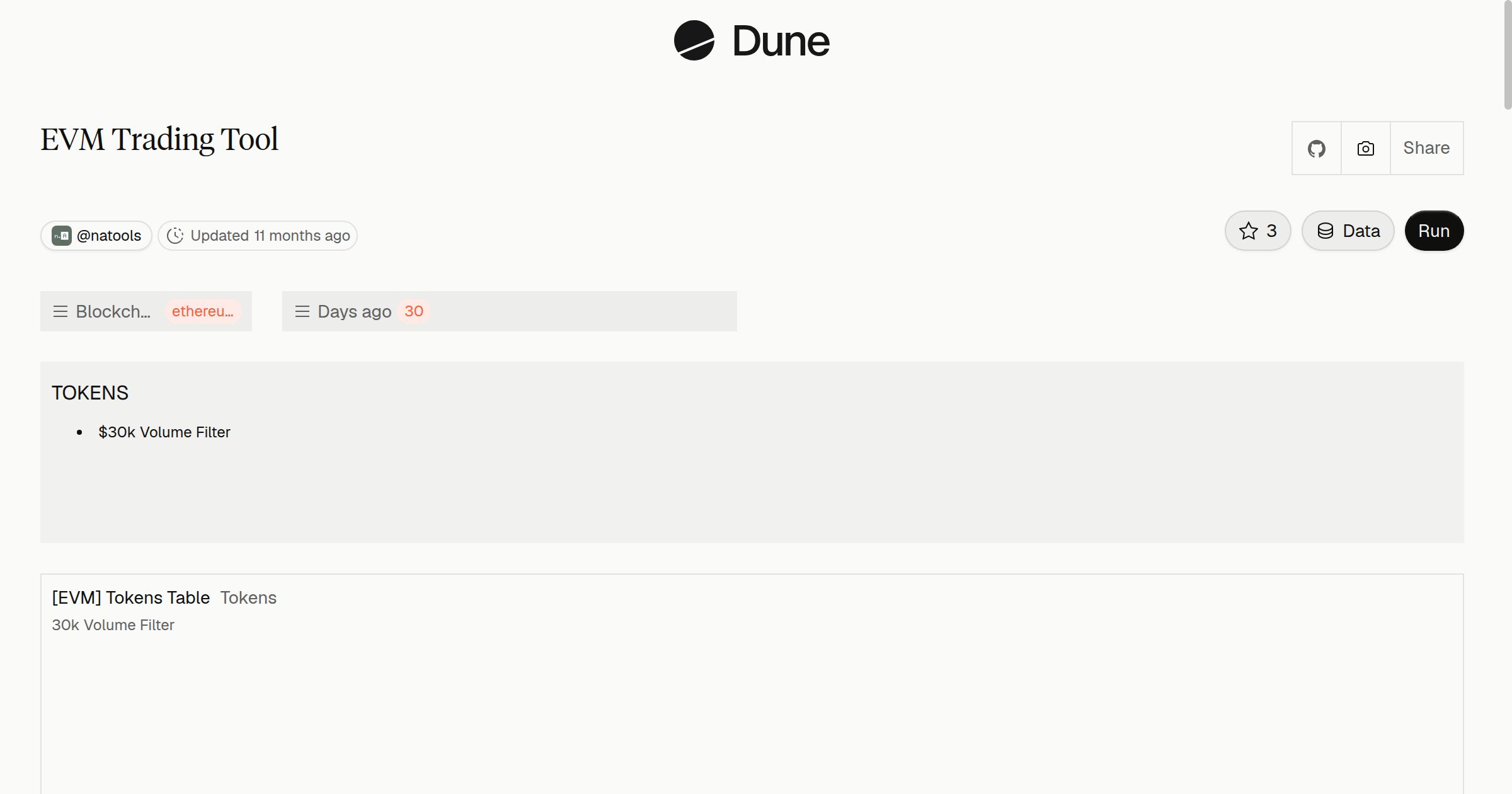 EVM Trading Tool | Dune