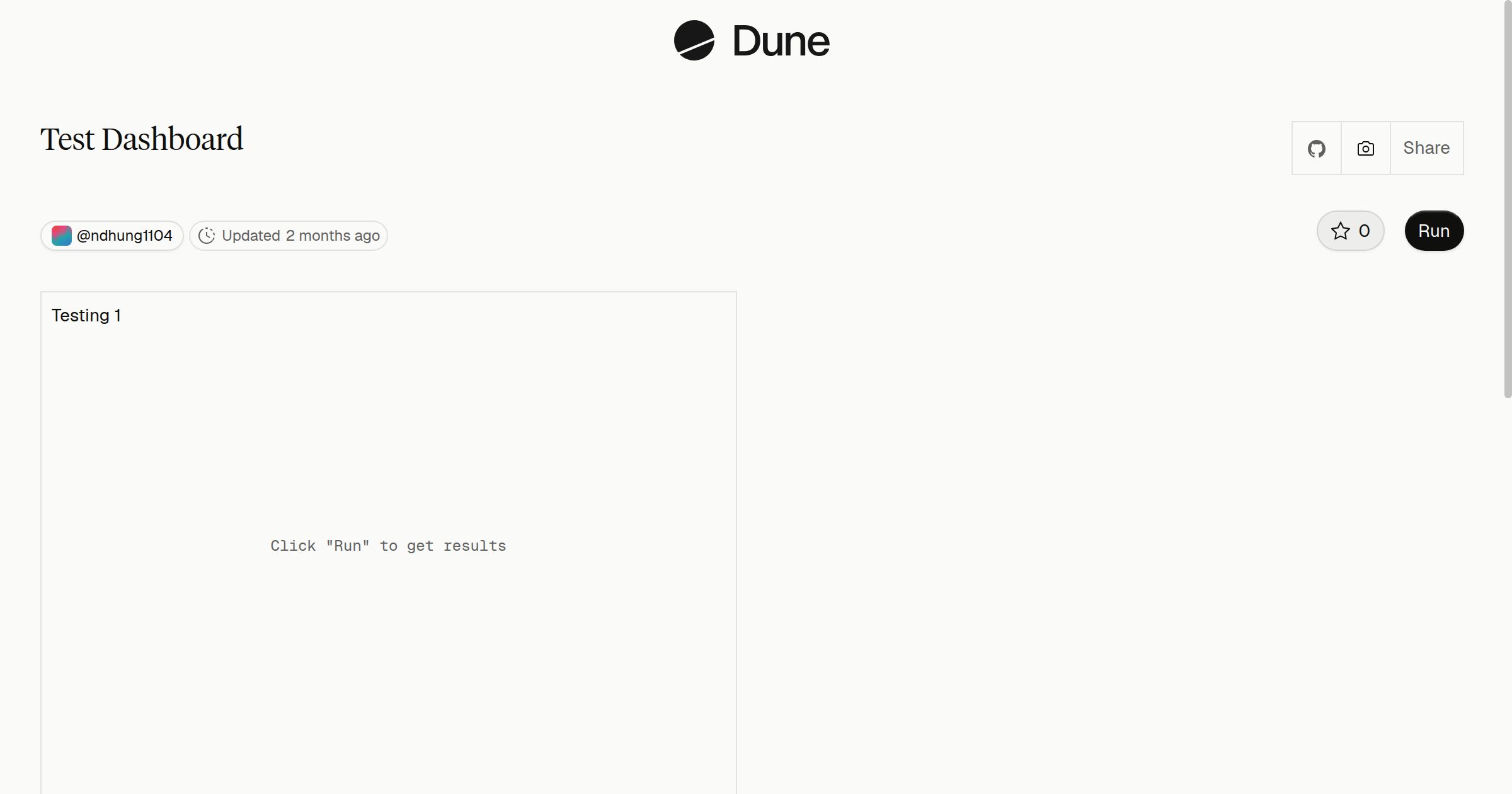 Test Dashboard | Dune