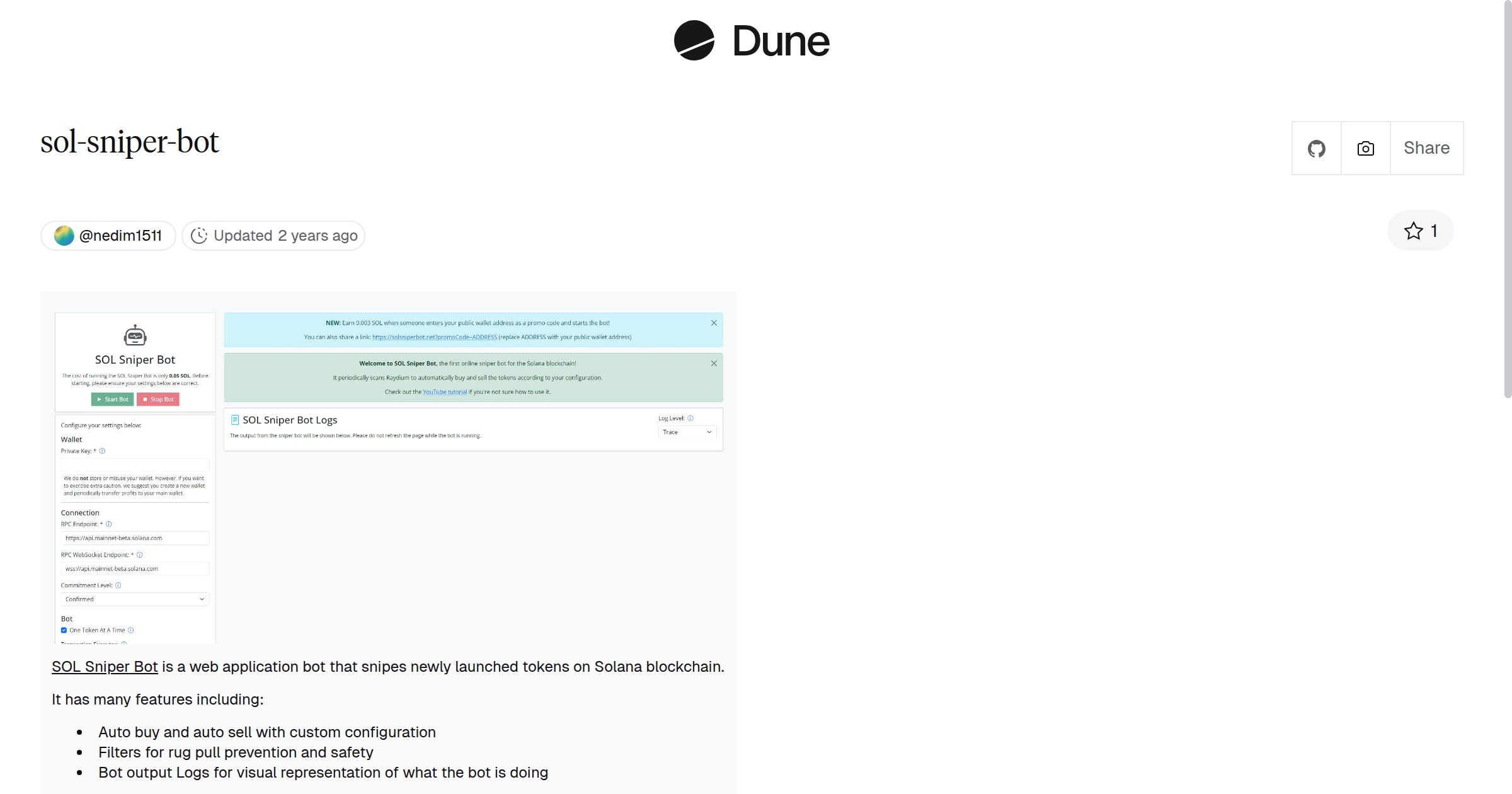 sol-sniper-bot | Dune