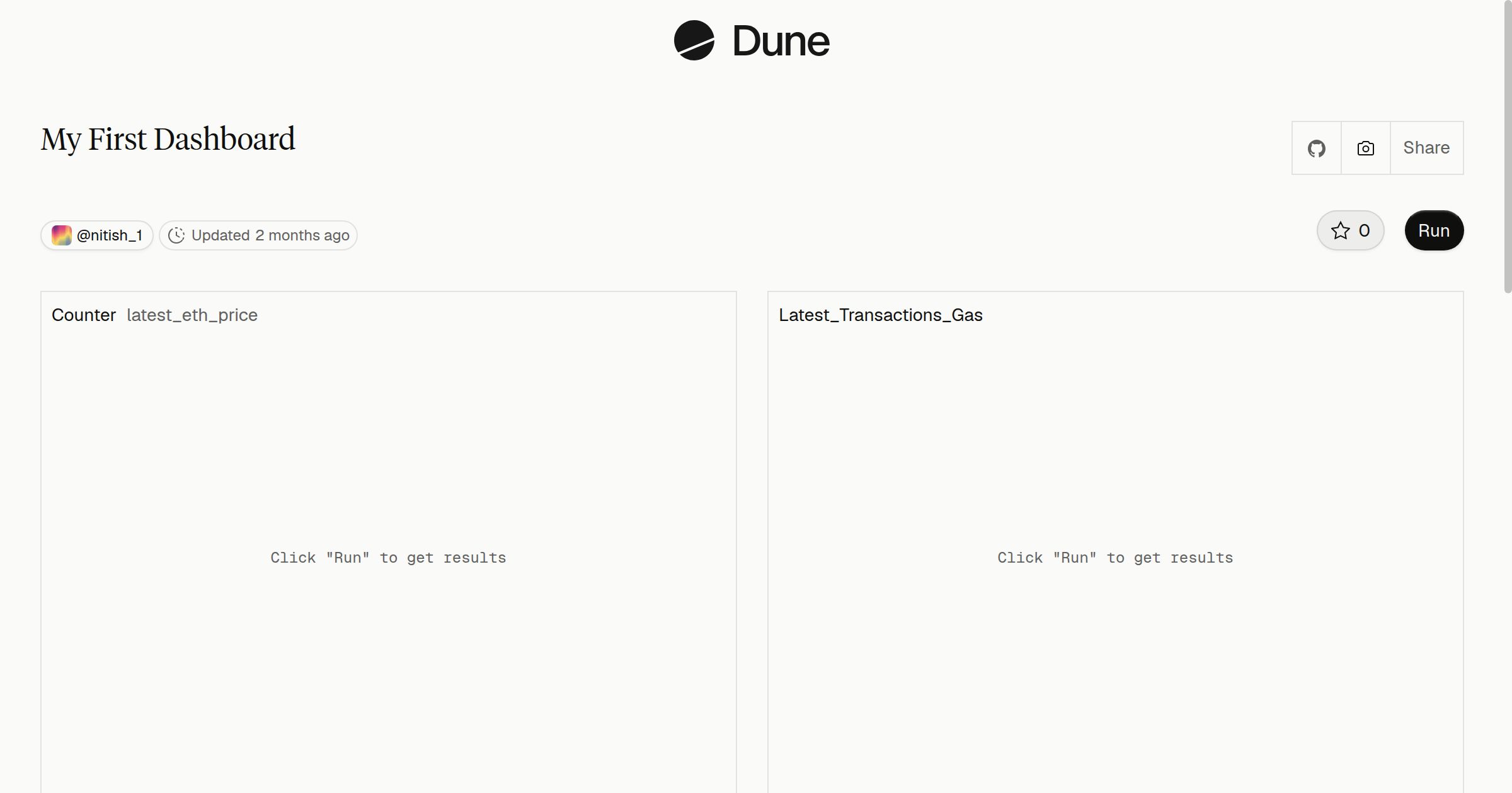My First Dashboard | Dune