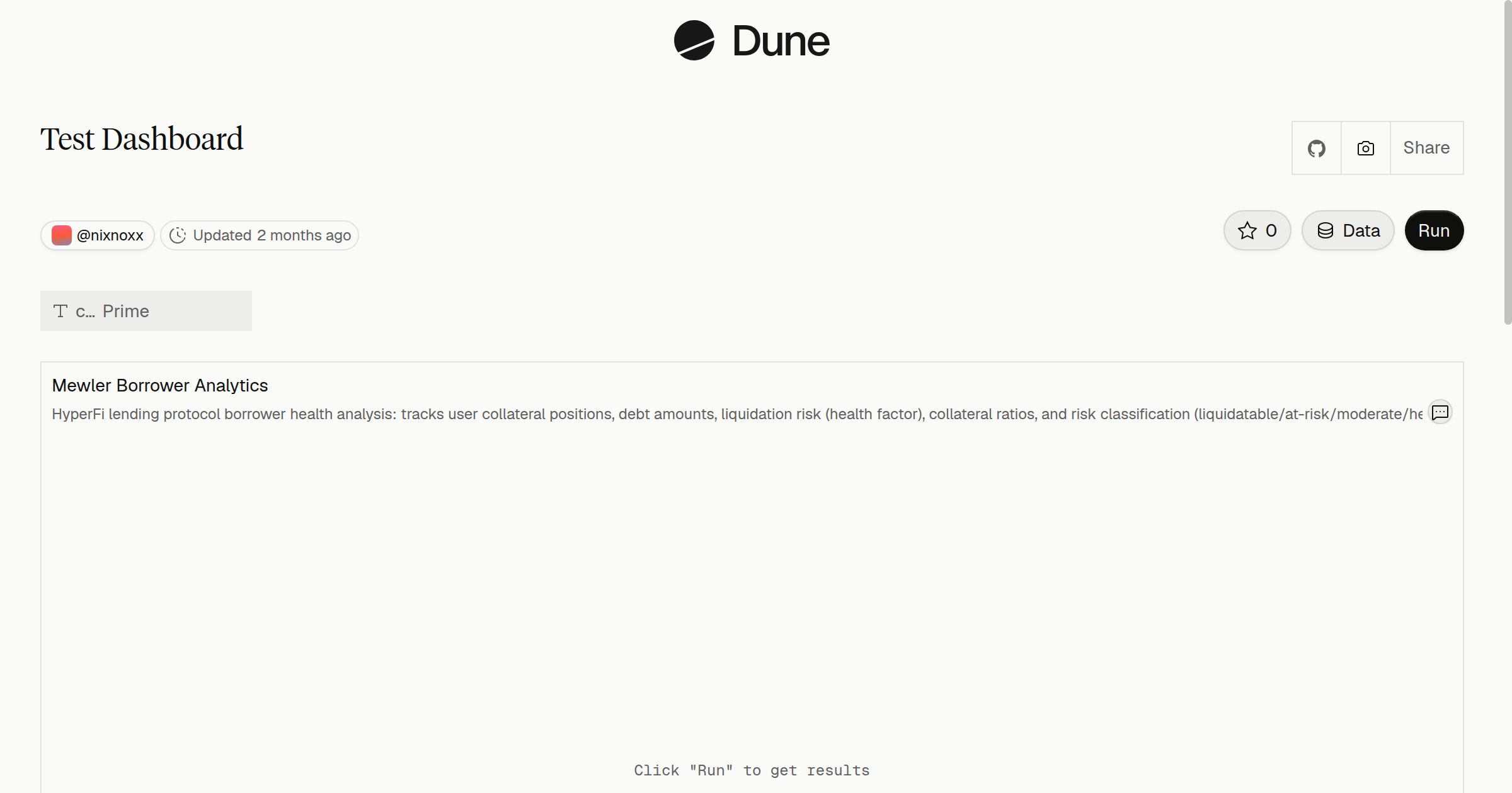 Test Dashboard | Dune