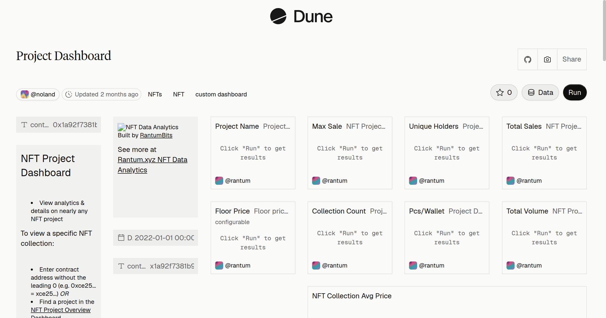 Project Dashboard | Dune