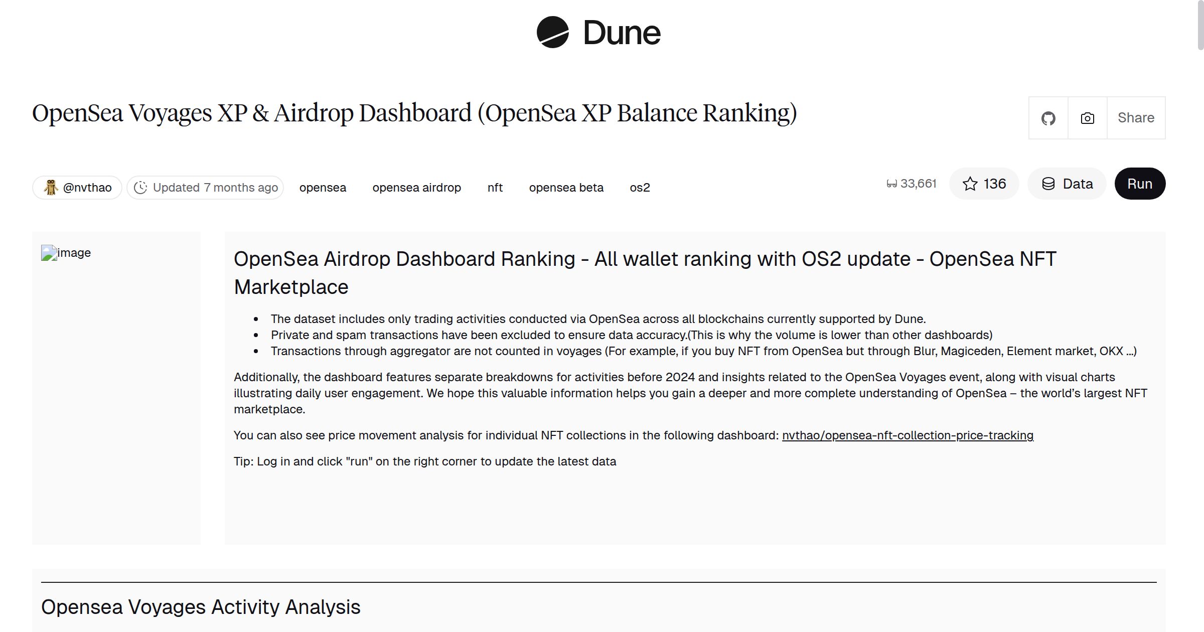OpenSea Voyages XP & Airdrop Dashboard (OpenSea XP Balance Ranking) | Dune