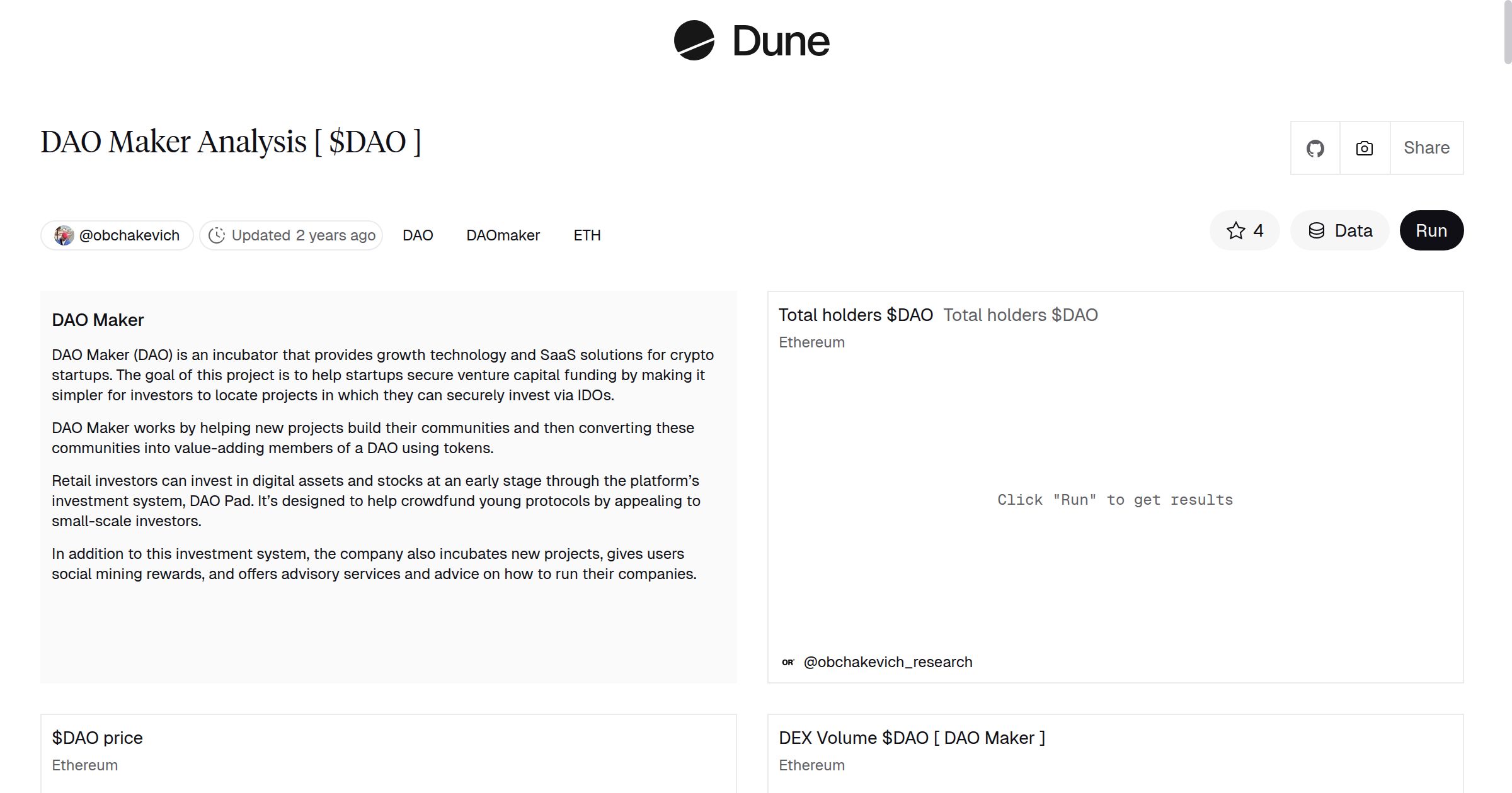 DAO Maker Analysis [ $DAO ] | Dune
