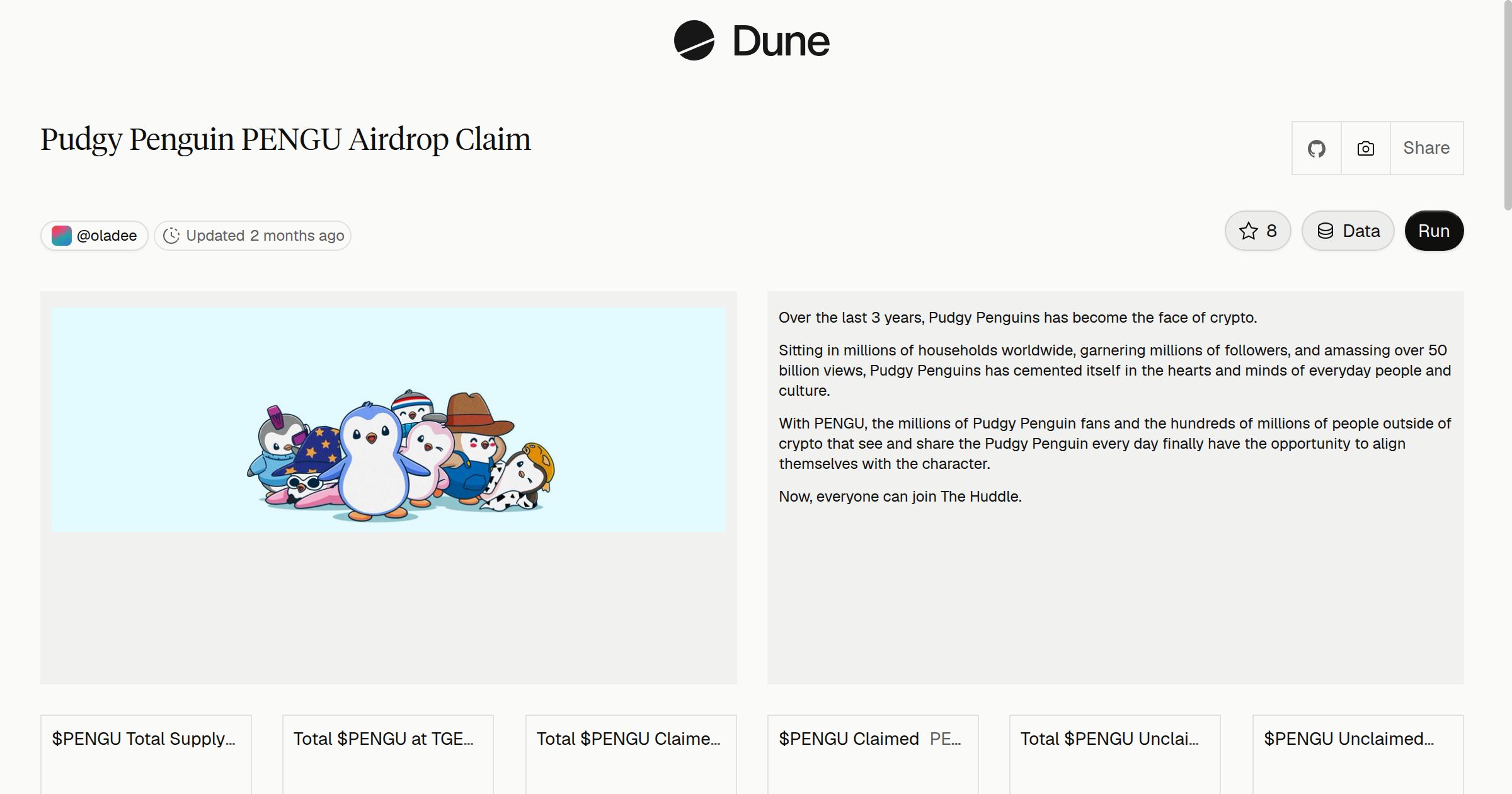 Pudgy Penguin PENGU Airdrop Claim | Dune
