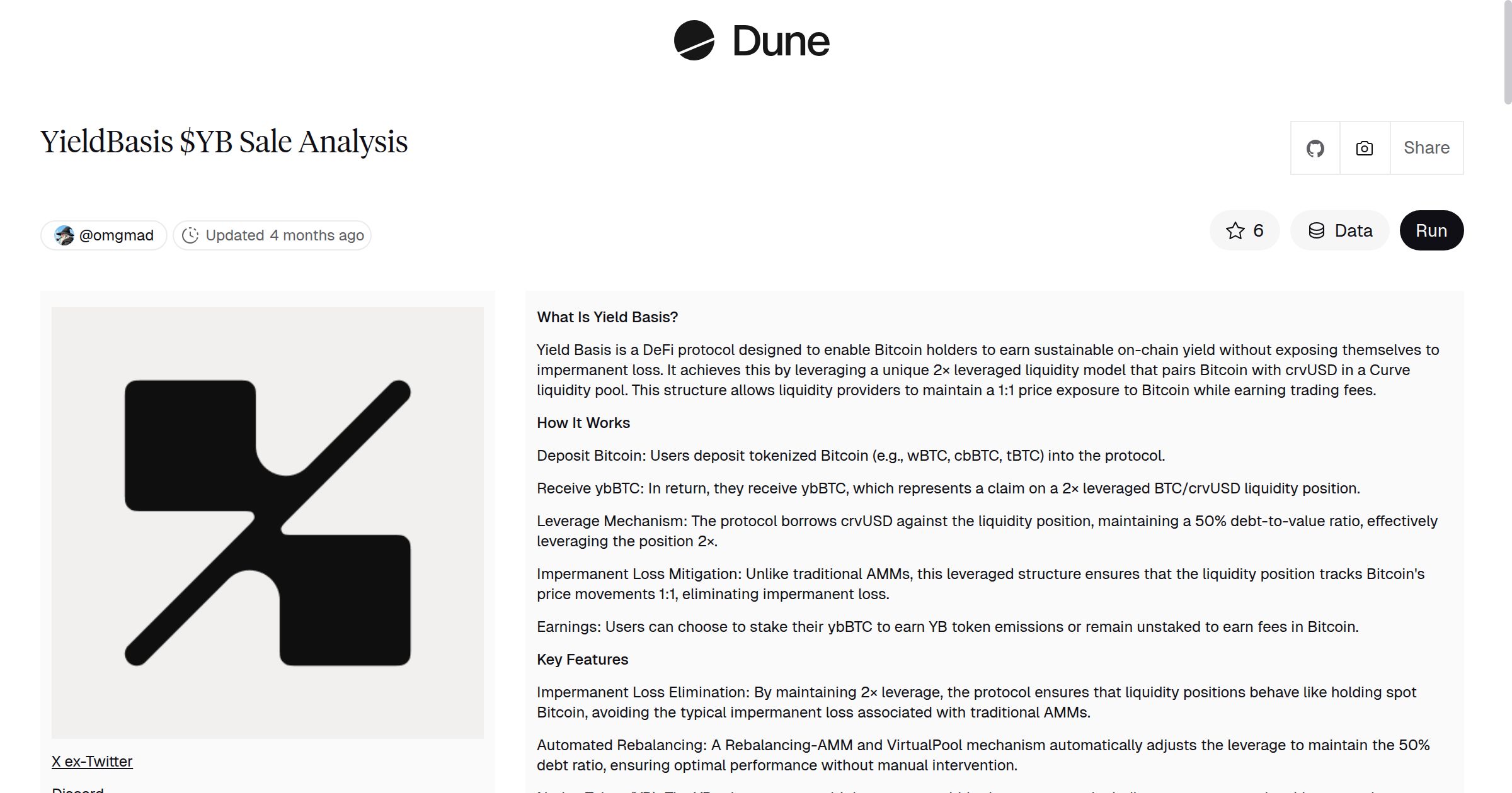 YieldBasis $YB Sale Analysis | Dune