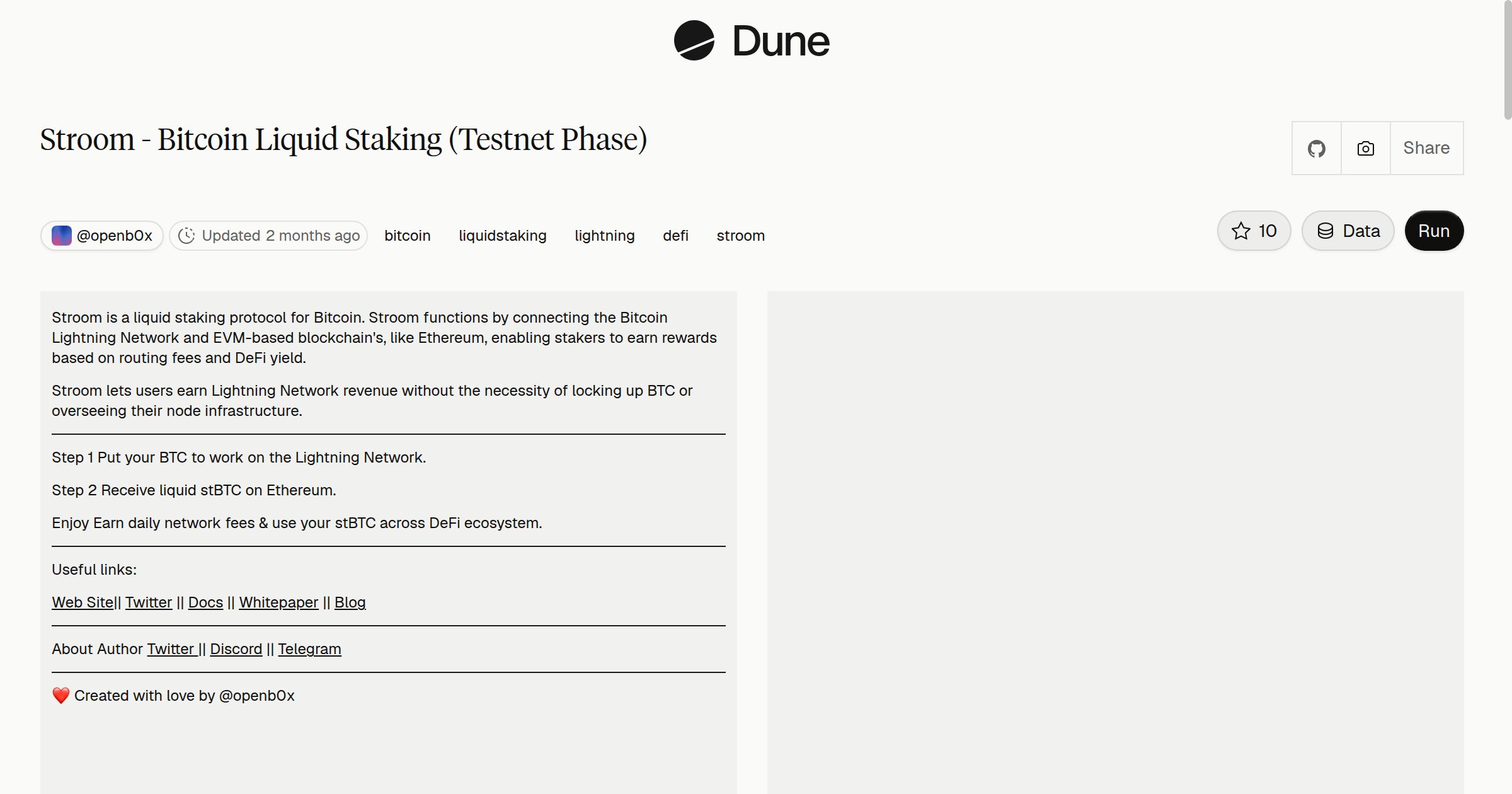 Stroom - Bitcoin Liquid Staking (Testnet Phase) | Dune