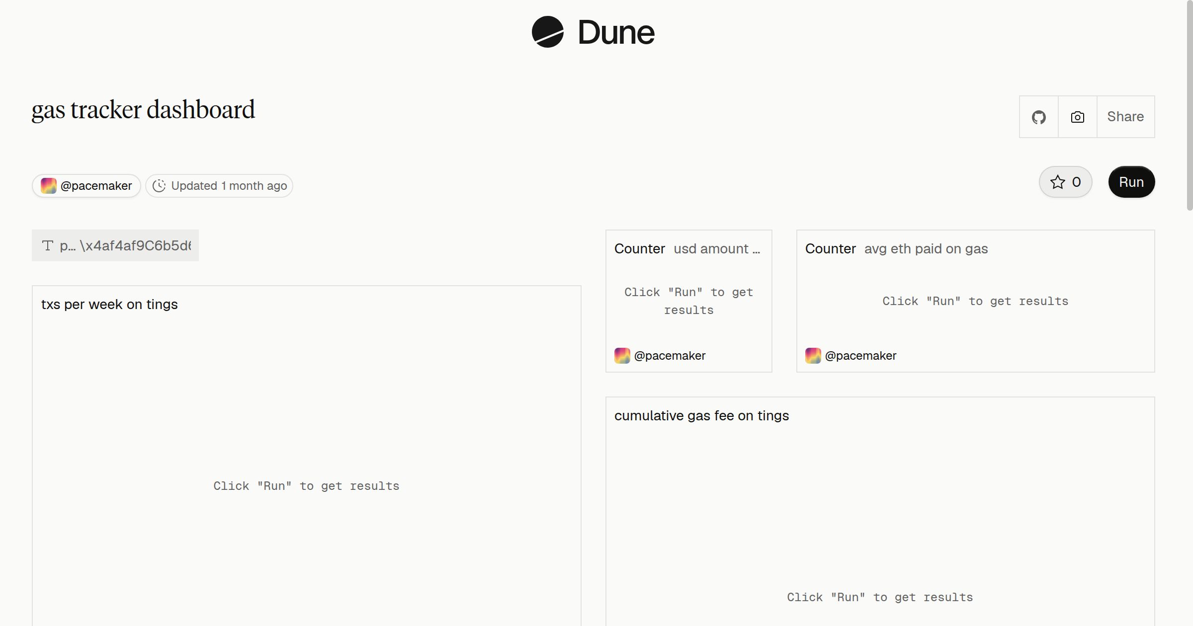 gas tracker dashboard | Dune