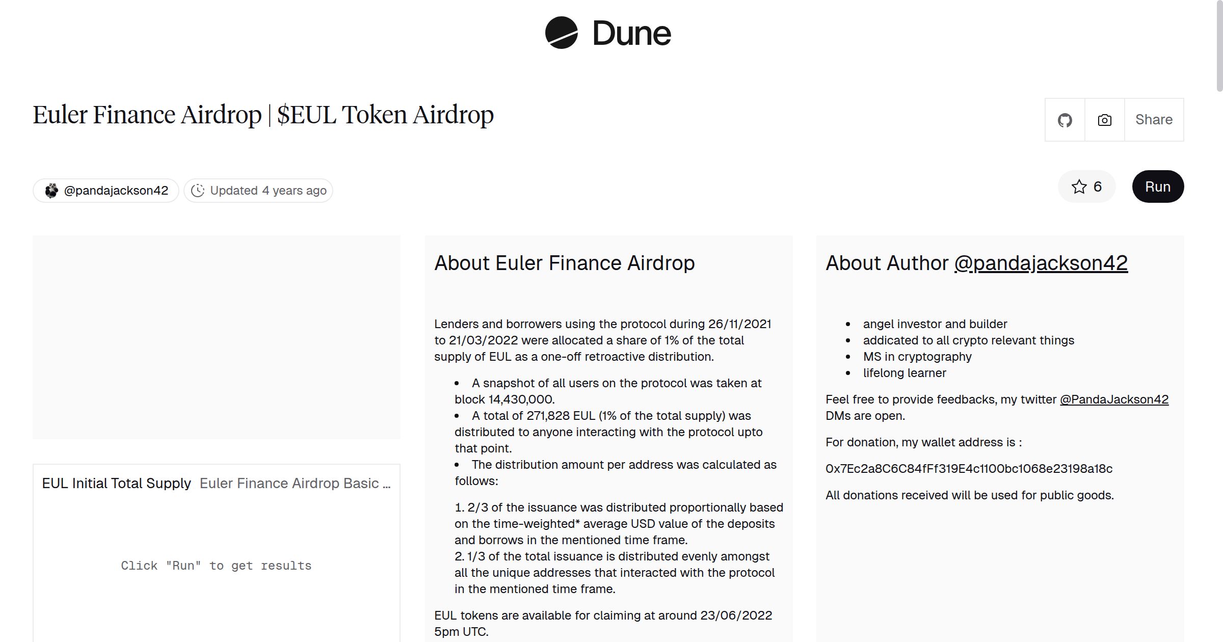 Euler Finance Airdrop | $EUL Token Airdrop | Dune