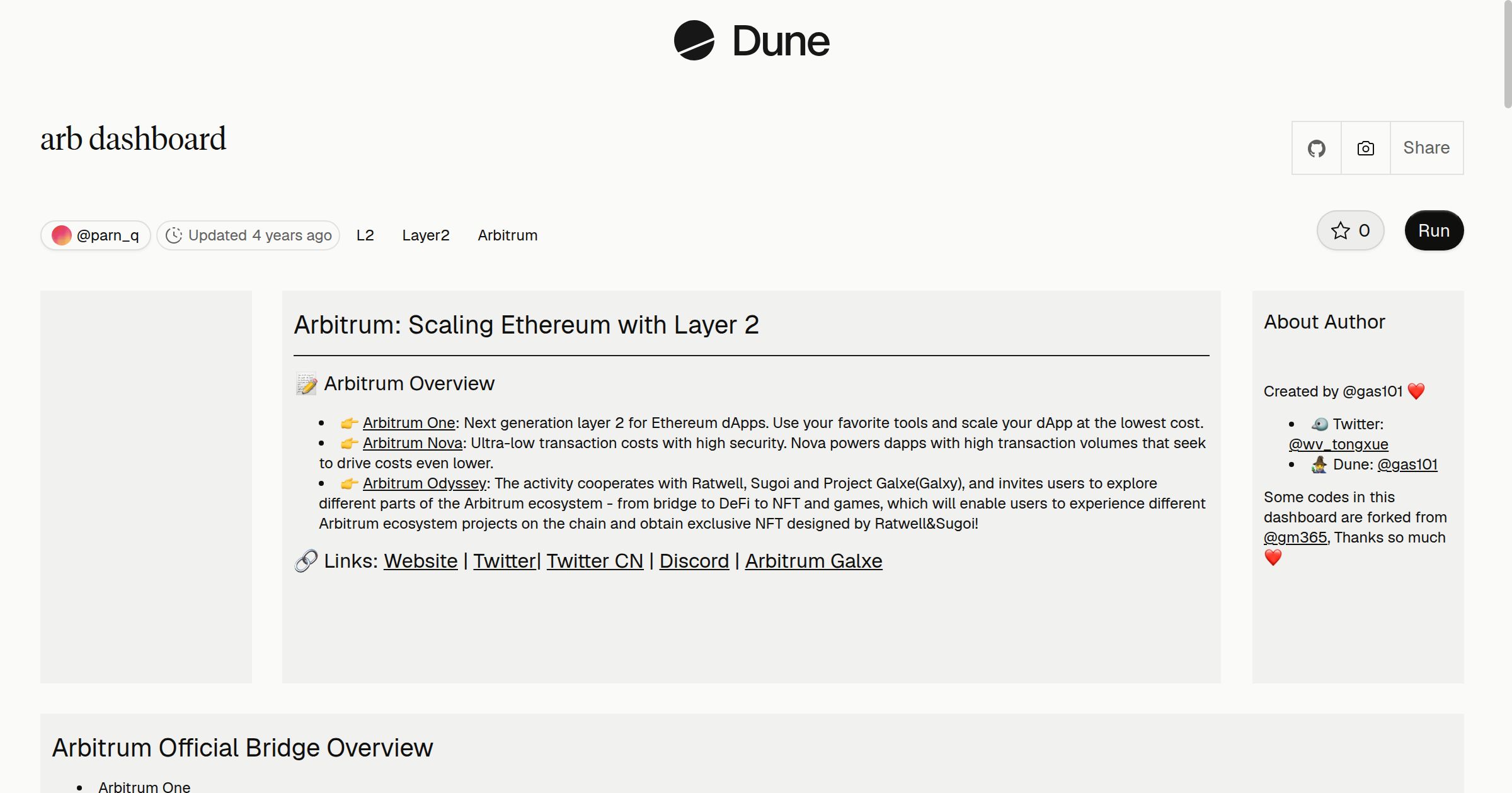 arb dashboard | Dune