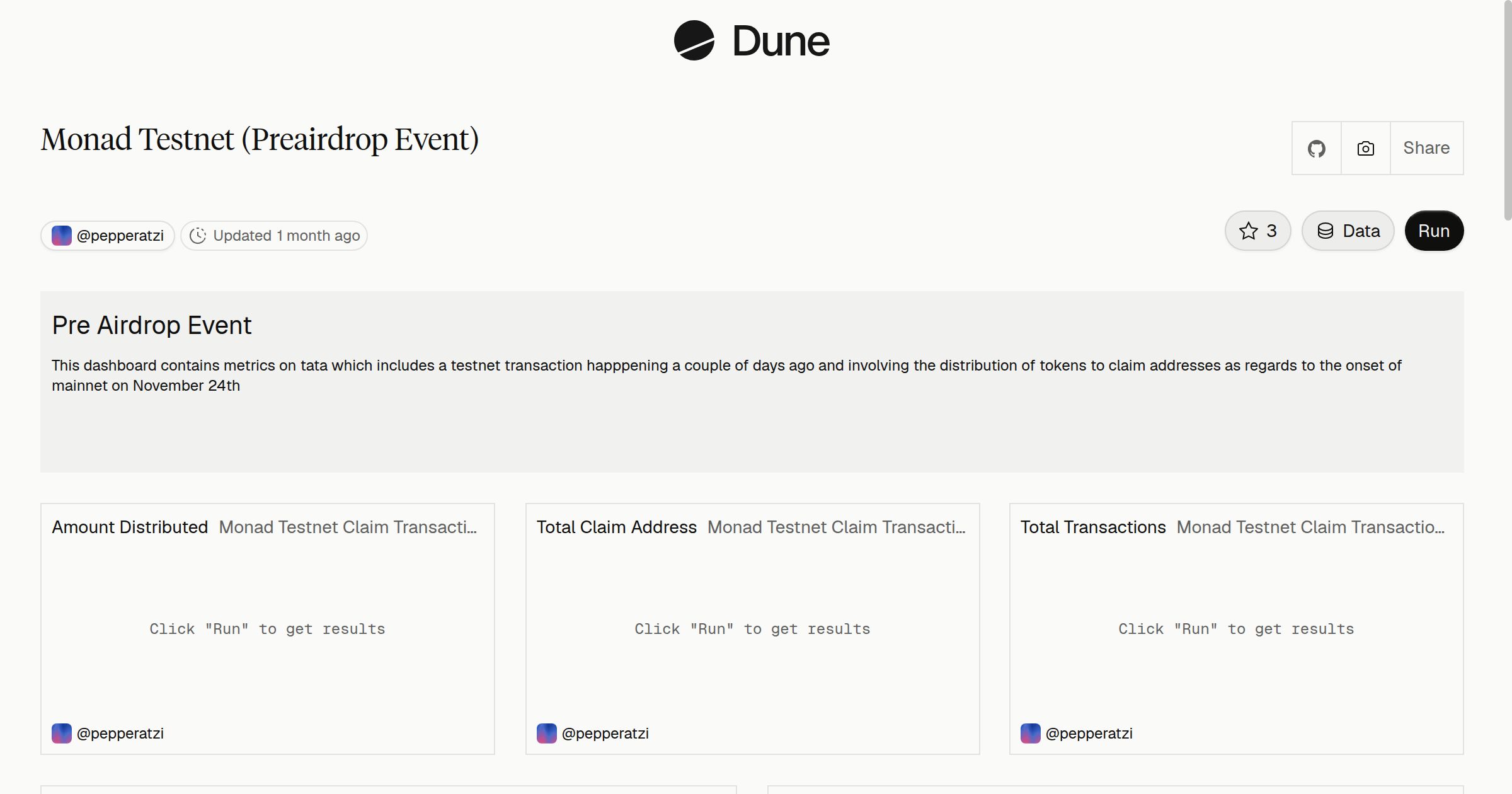 Monad Testnet (Preairdrop Event) | Dune