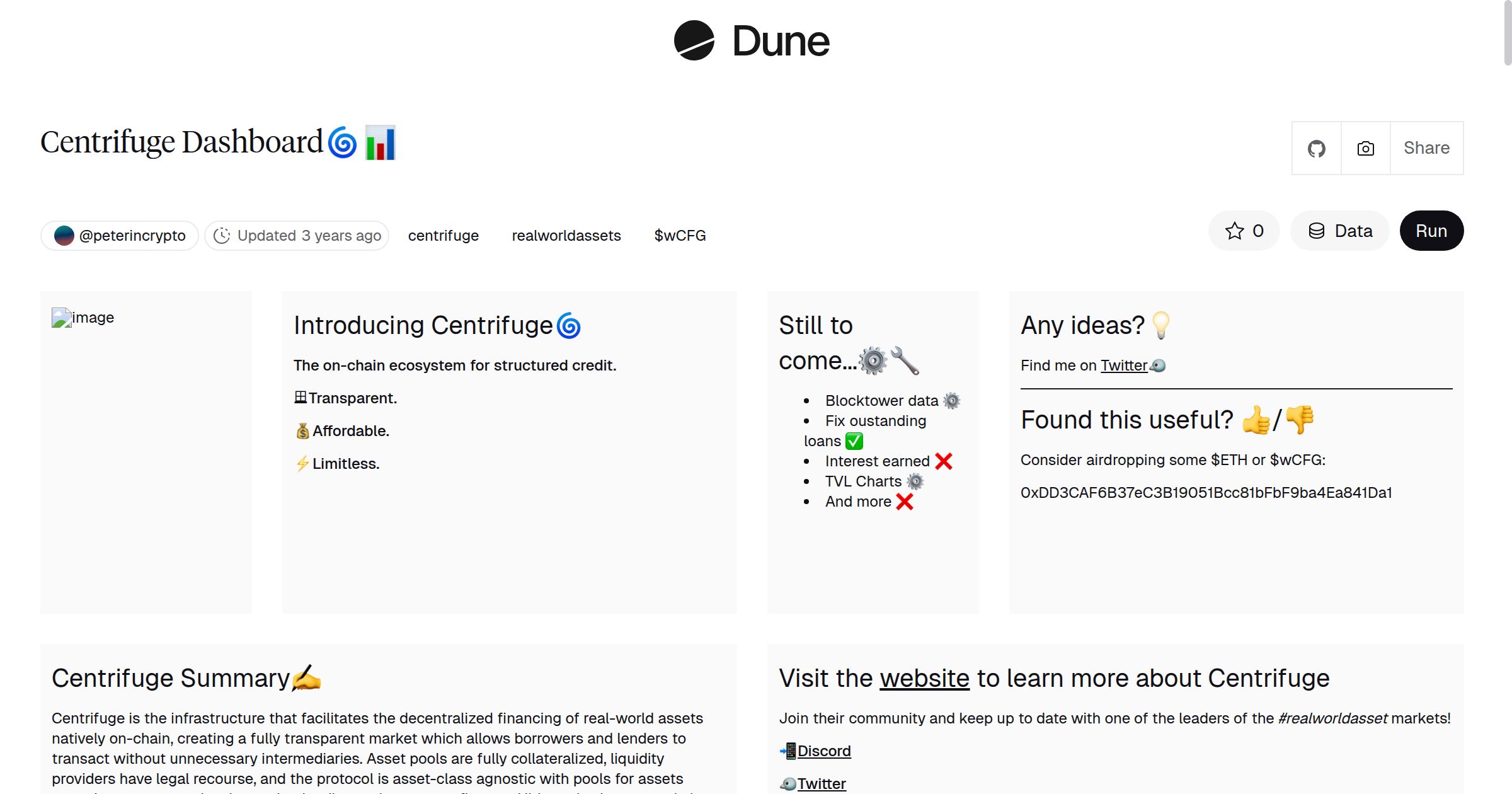 Centrifuge Dashboard🌀📊 | Dune