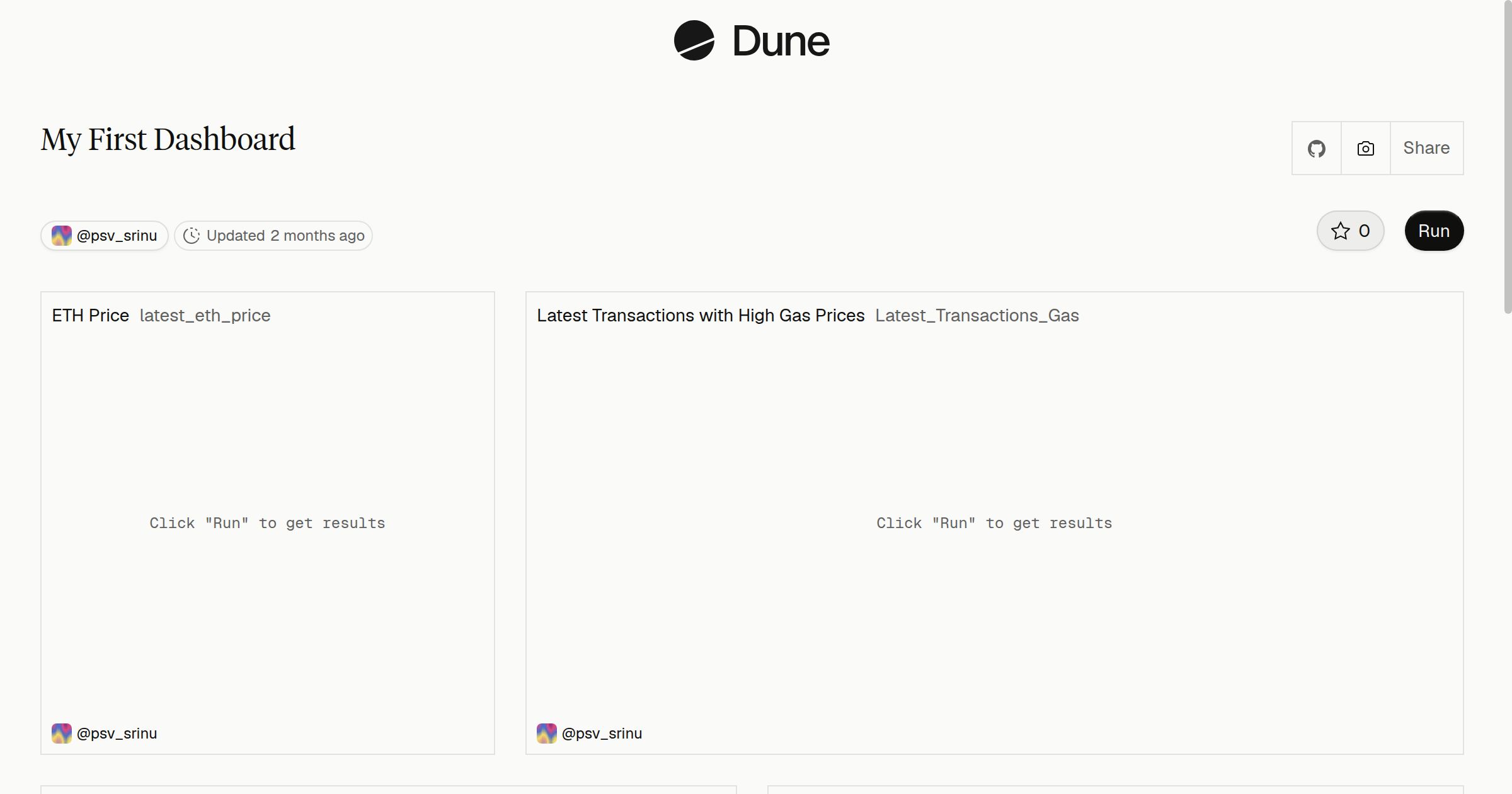 My First Dashboard | Dune