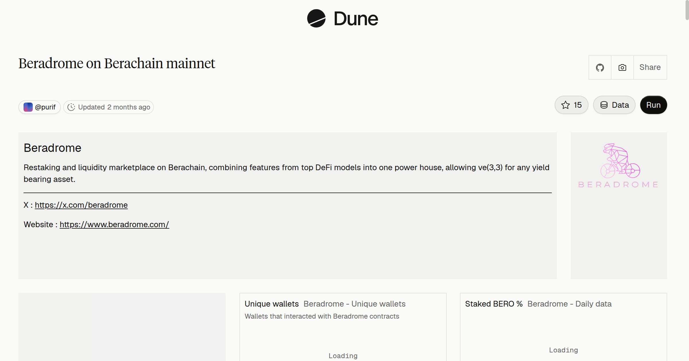 Beradrome on Berachain mainnet | Dune