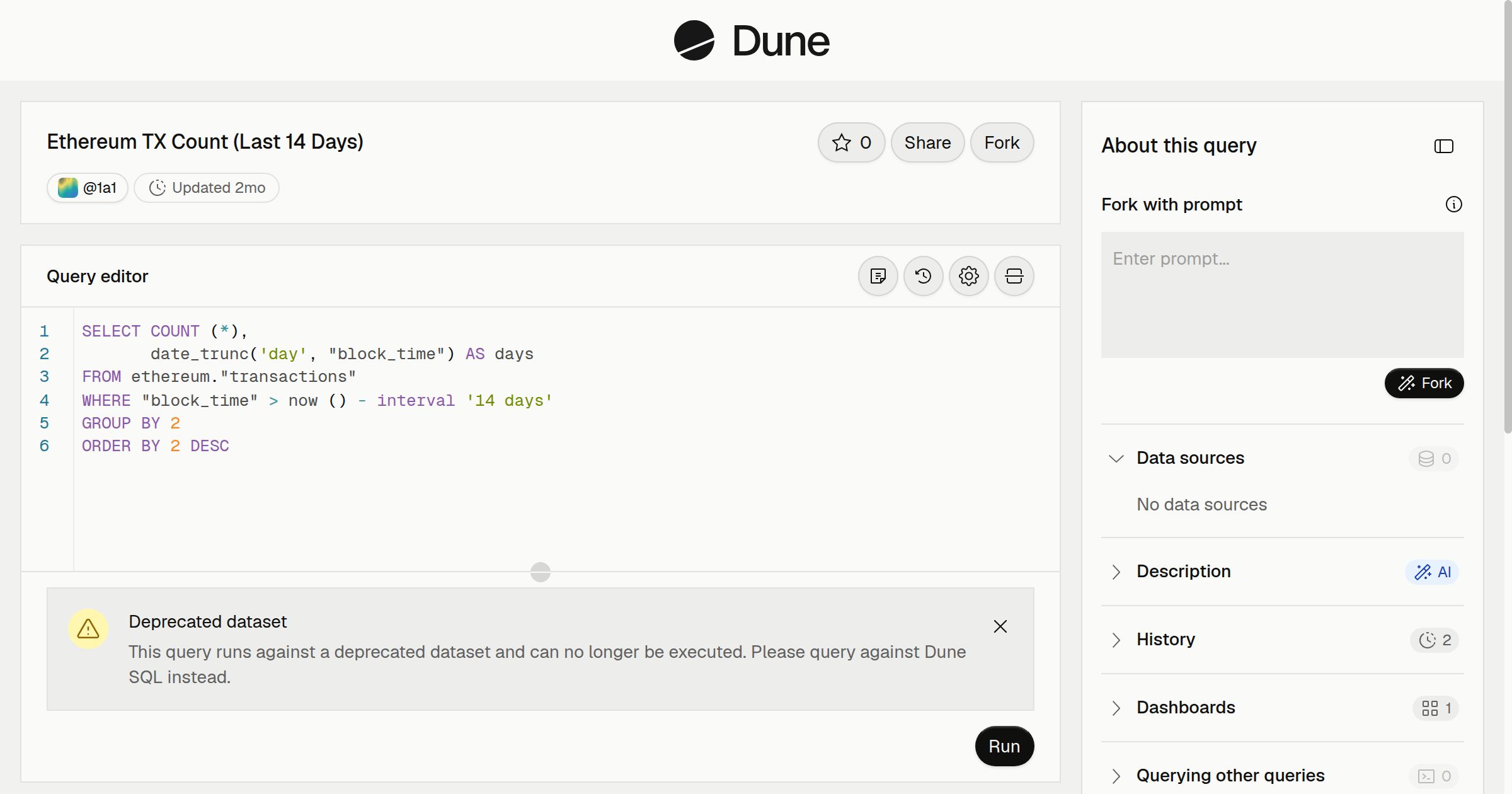 Ethereum TX Count (Last 14 Days) | Dune
