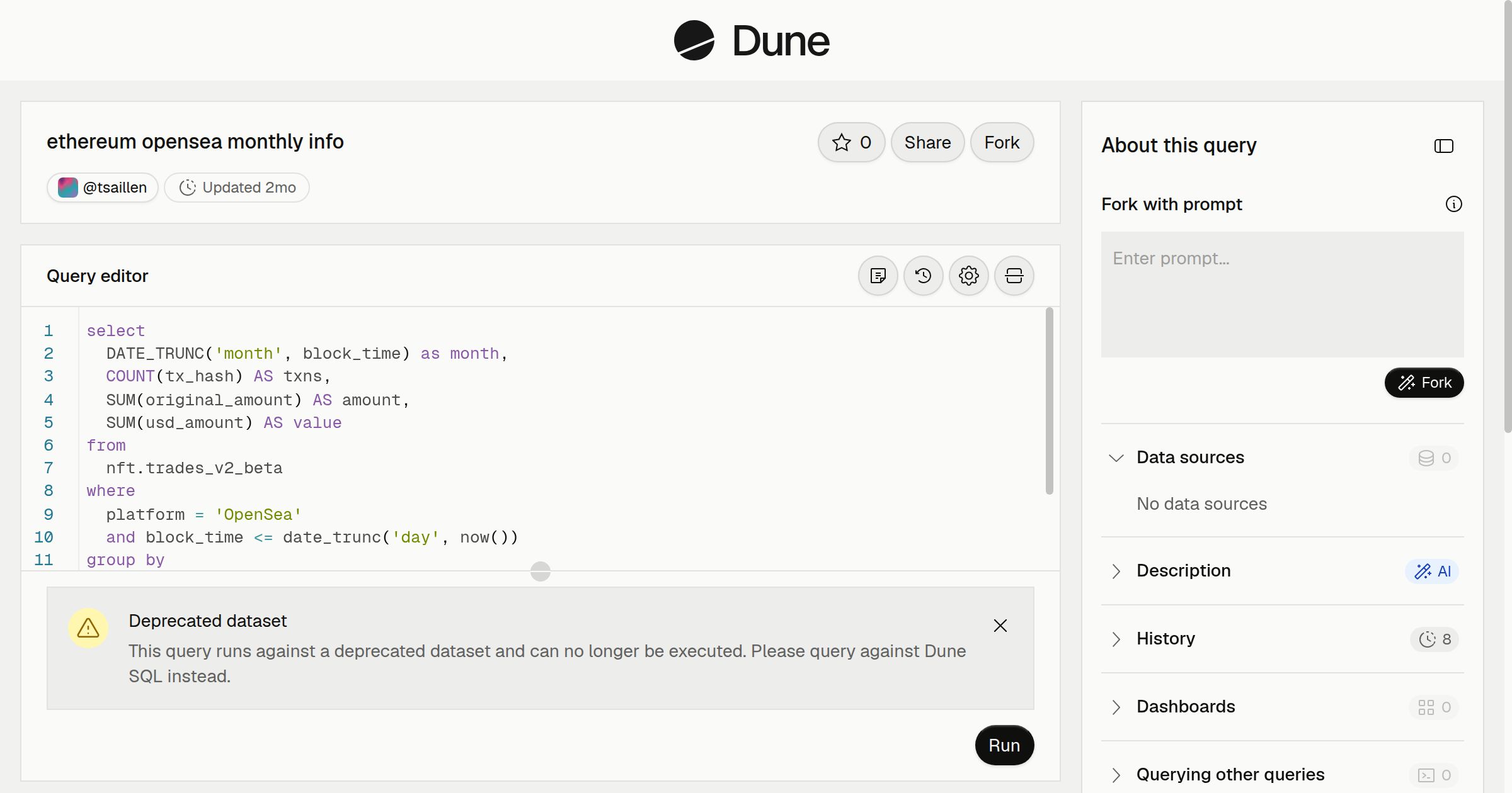 ethereum opensea monthly info | Dune